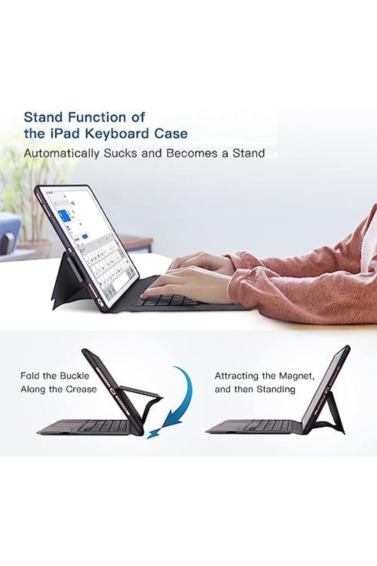 Shopi-New Case Compatible for 10.2 8th/7th for 2020/2019 iPad Keyboard Case with Trackpad - Folio Cover 4