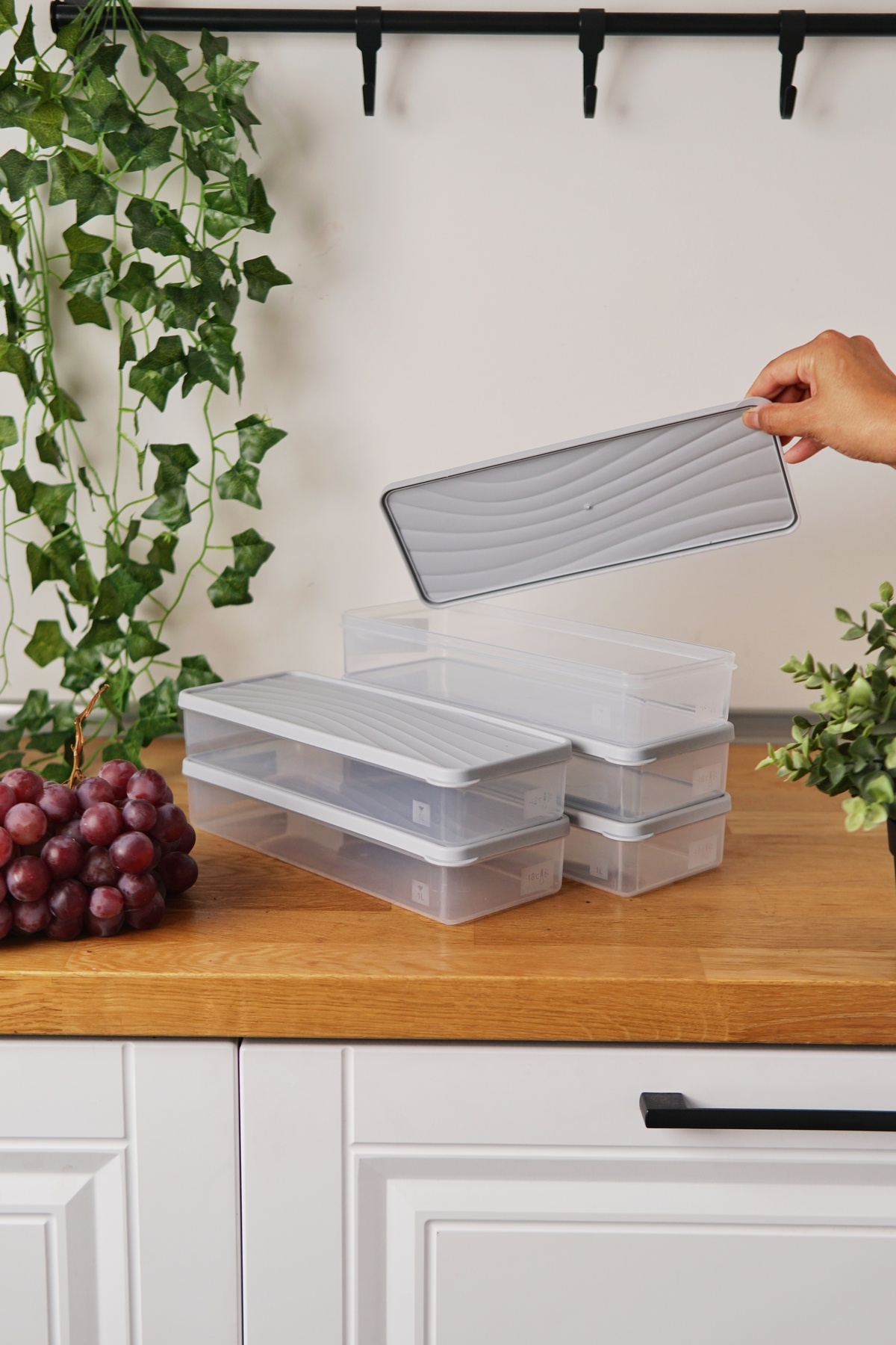EVLE-Deep Freezer Storage Container Set of 5 (5 X 1 Lt), Gray 3