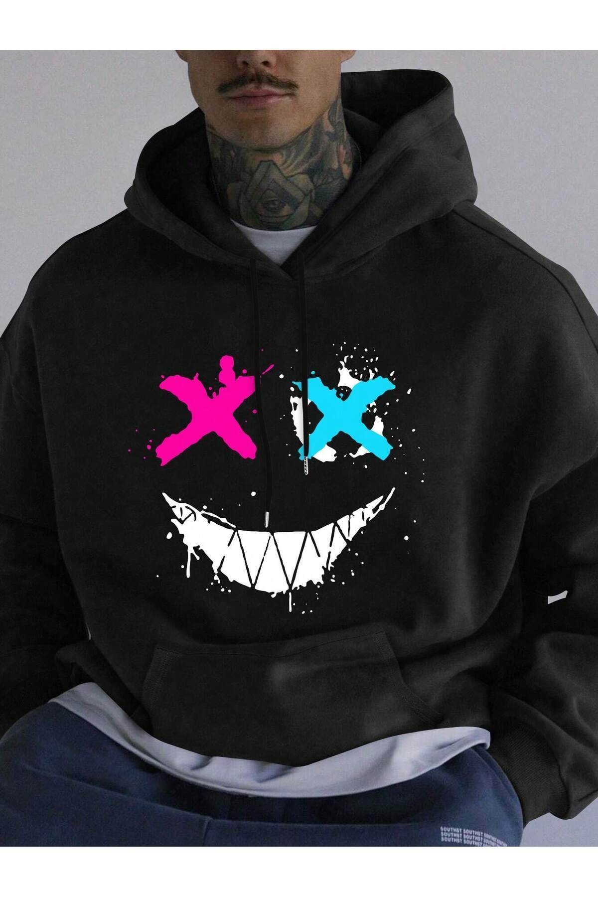 هودي وجه مبتسم مخيف أسود