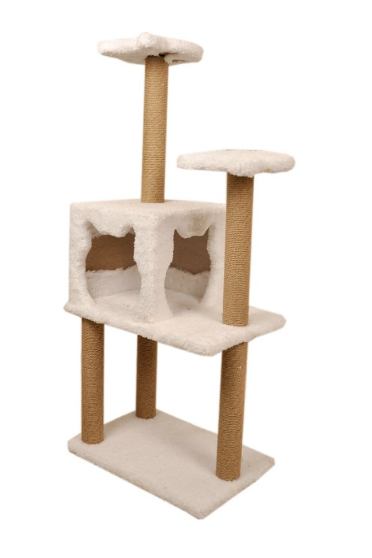 SENNEDİLERSEN-Luxury Cat Scratching Platform with Three-Layer Slots and Cat Play House 3