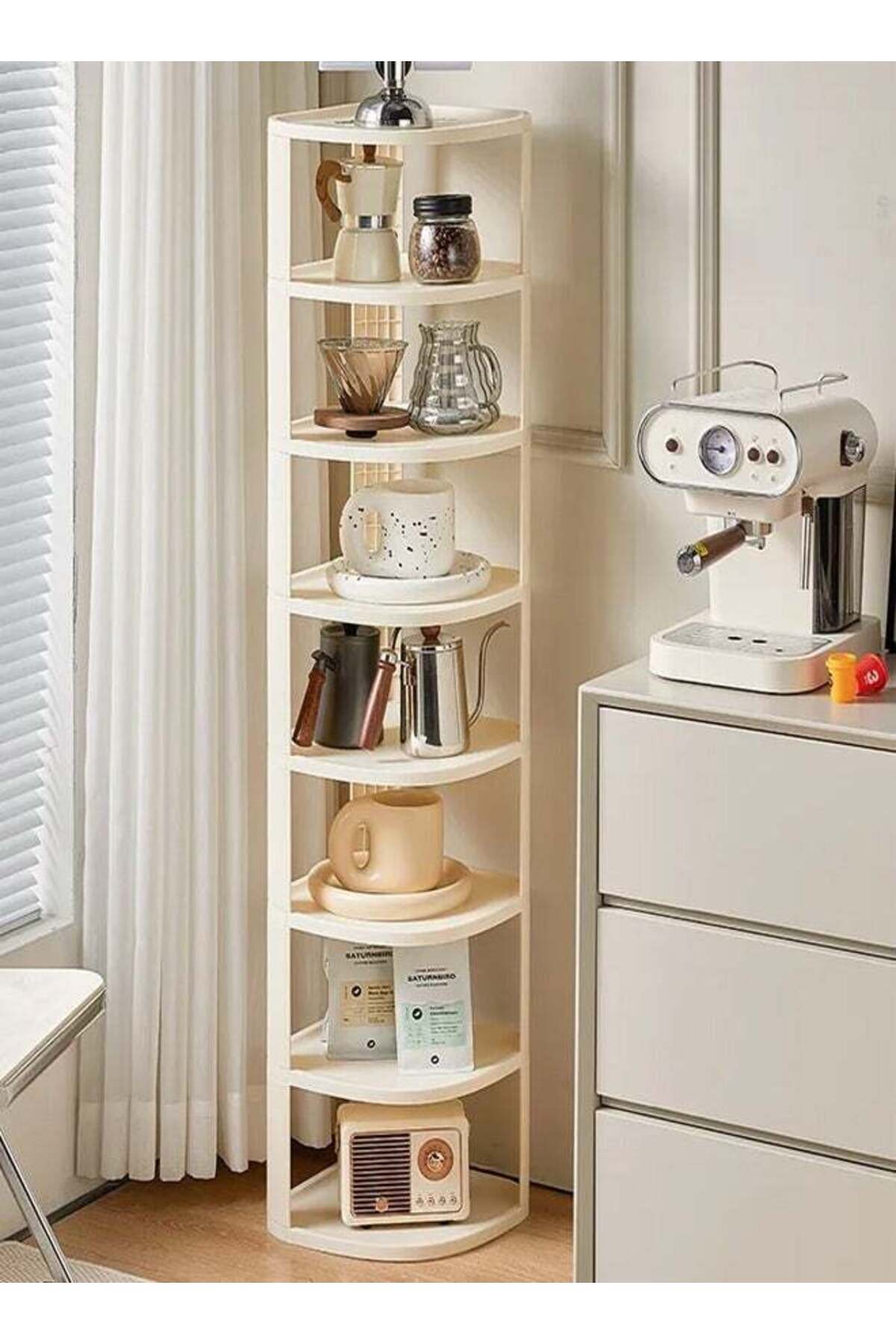 Generic-Raffine Multifunction 8-Tier Layer Durable Plastic Corner Shelf Shelving Storage Unit Rack Storage 1