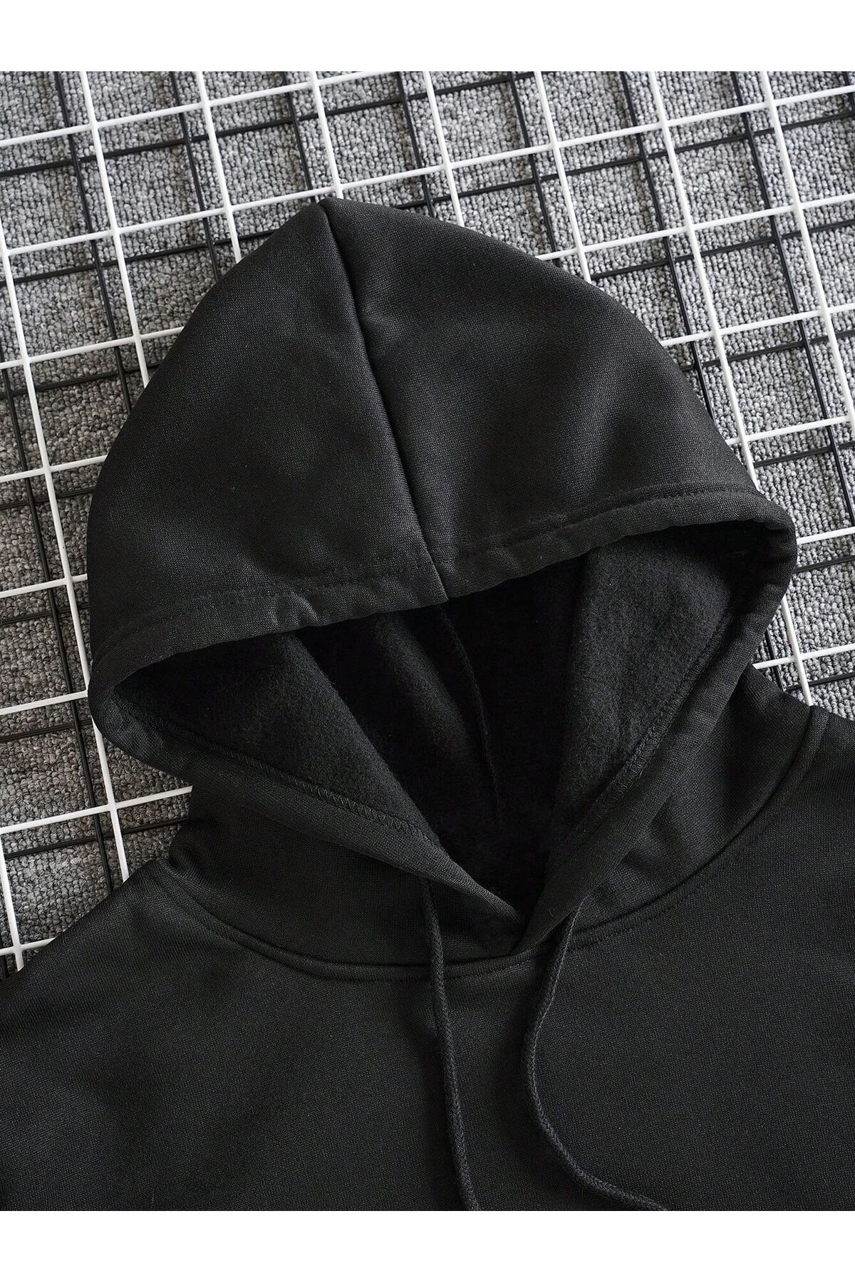 EYAX MODA UNISEX BÜYÜK BEDEN BASKILI KAPŞONLU SWEATSHIRT görsel 7