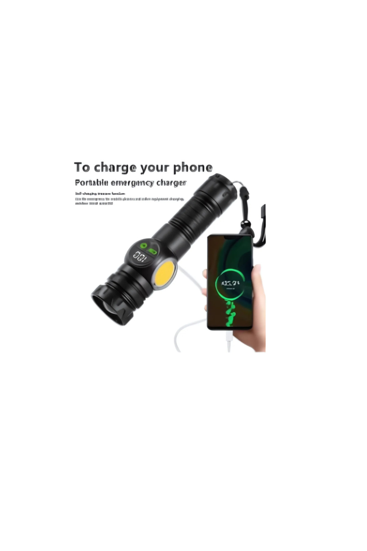 Generic-LED Flashlight-USB Alloy Torch with Digital Display, Telescopic Zoom, COB Side Light & Magnetic Base 4