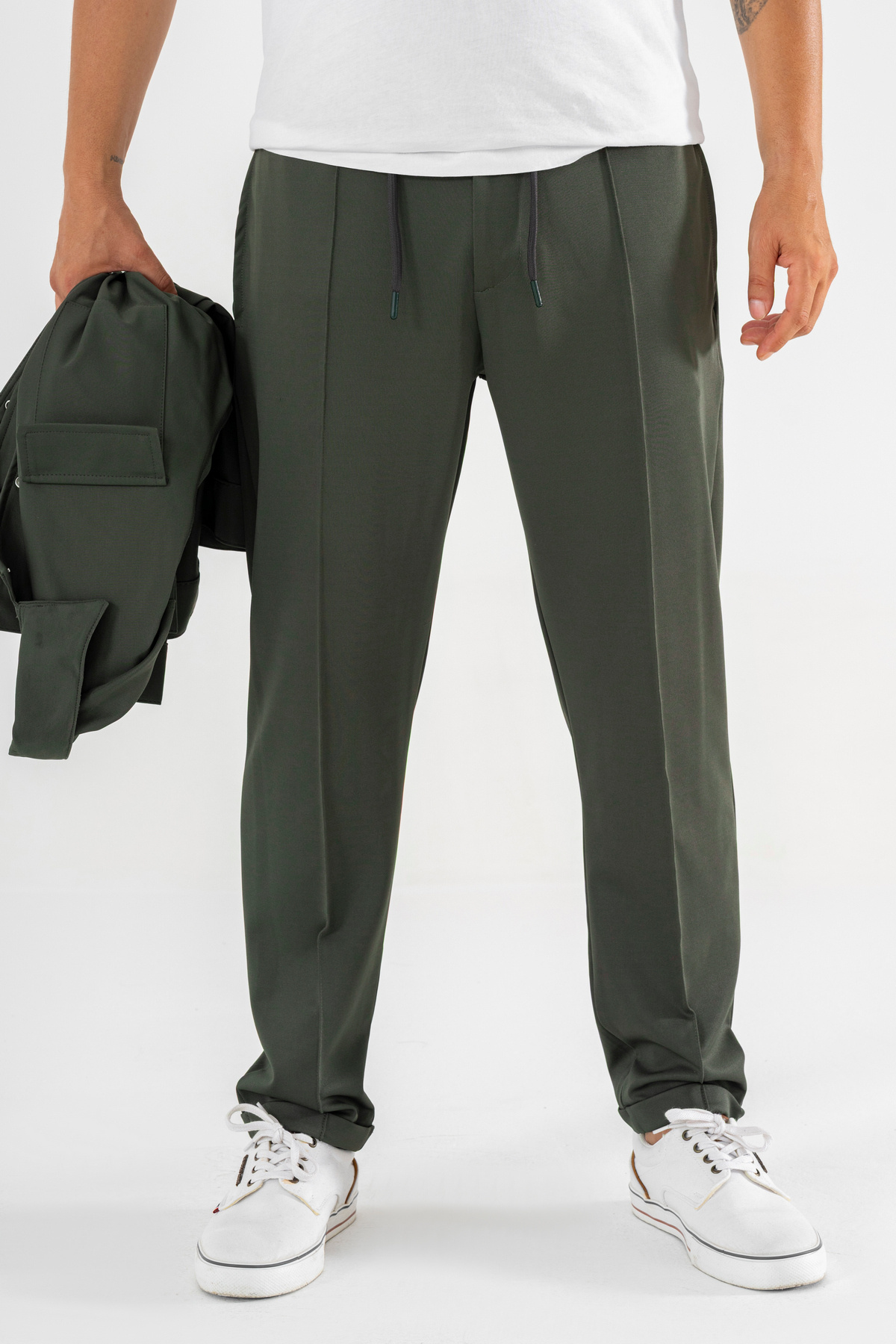 Souris Erkek Haki Jogger Spor Pantolon Duble Paça Çımalı Eşofman Altı