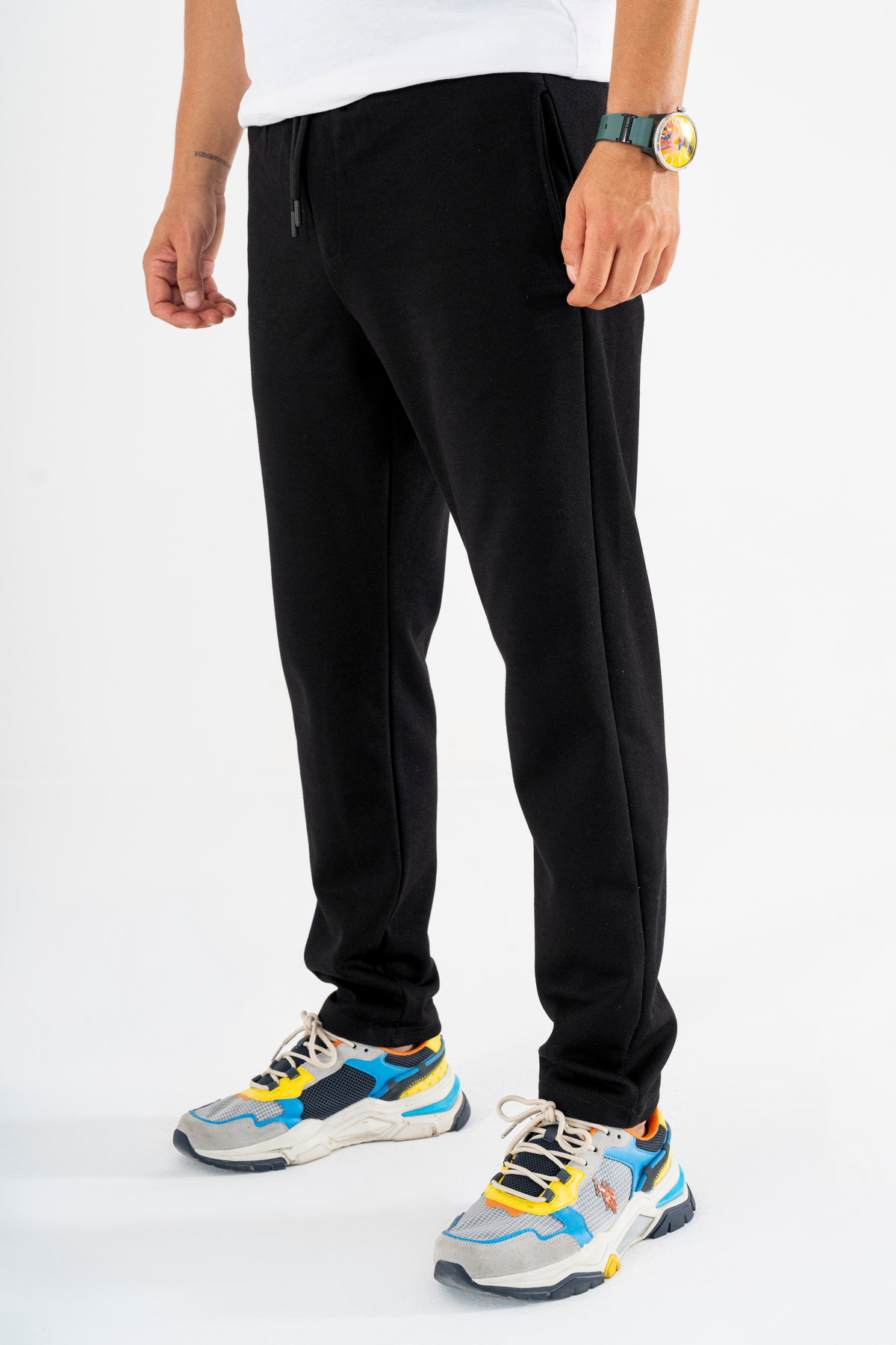 Erkek Siyah Jogger Pantolon Rahat Kalıp Lastikli İpli Eşofman Altı — مشکی SW-16P20DZ — تصویر 3 از 6