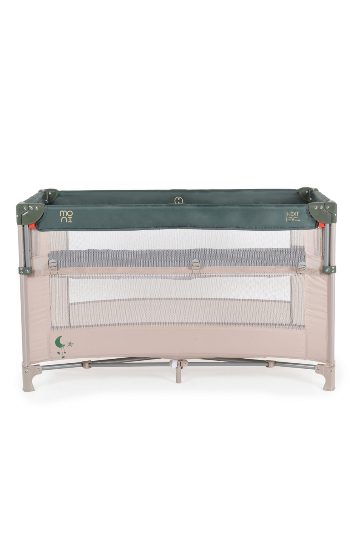 Moni-Folding children's cot with sliding side Next level Green, 3 usage options, 2 levels, seat 6