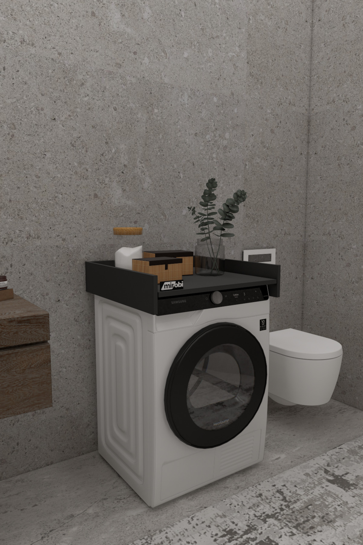 Mirobi Lumi Banyo Dolabı Çamaşır Ve Kurutma Makinesi Rafı Dolabı Bağlantı Aparatı Antrasit