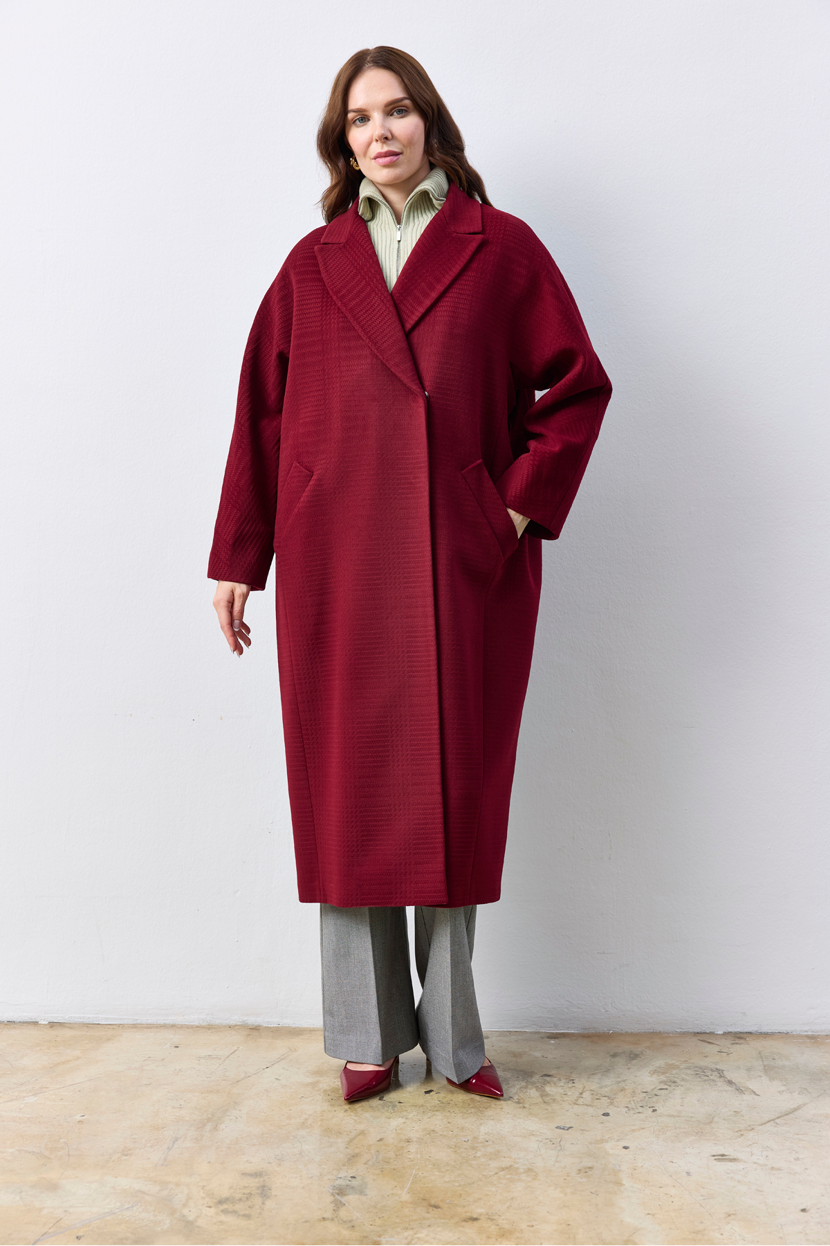 KENT Oversize Mürdüm Kaban görsel 7