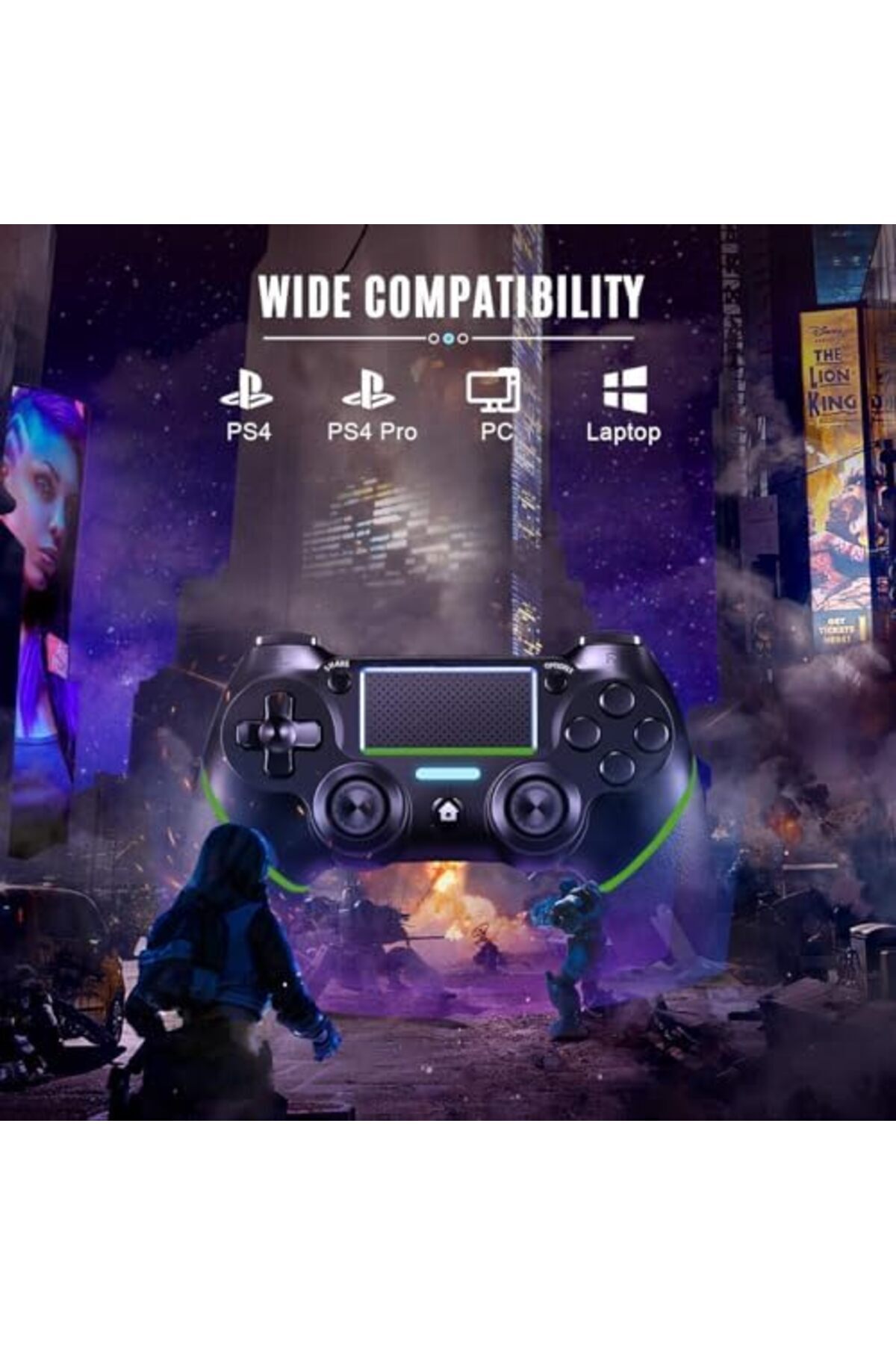 HEROCKX-Wireless Controller for PS4/Slim/Pro, with Dual Vibration Game Joystick Remote 3