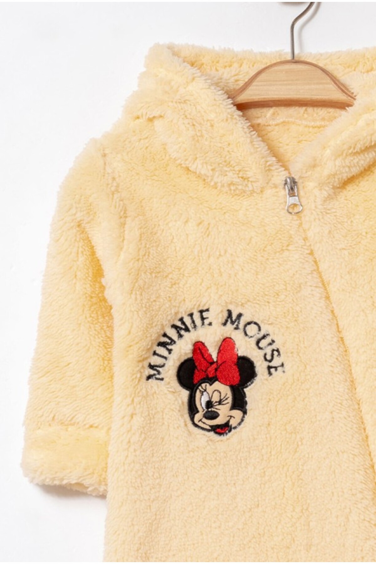 Chicsy Baby Kışlık Tatlı Welsoft Minnie Mouse Nakışlı Fermuarlı Kapüşonlu Bebek Tulum fotoğrafı 2 (önizleme)