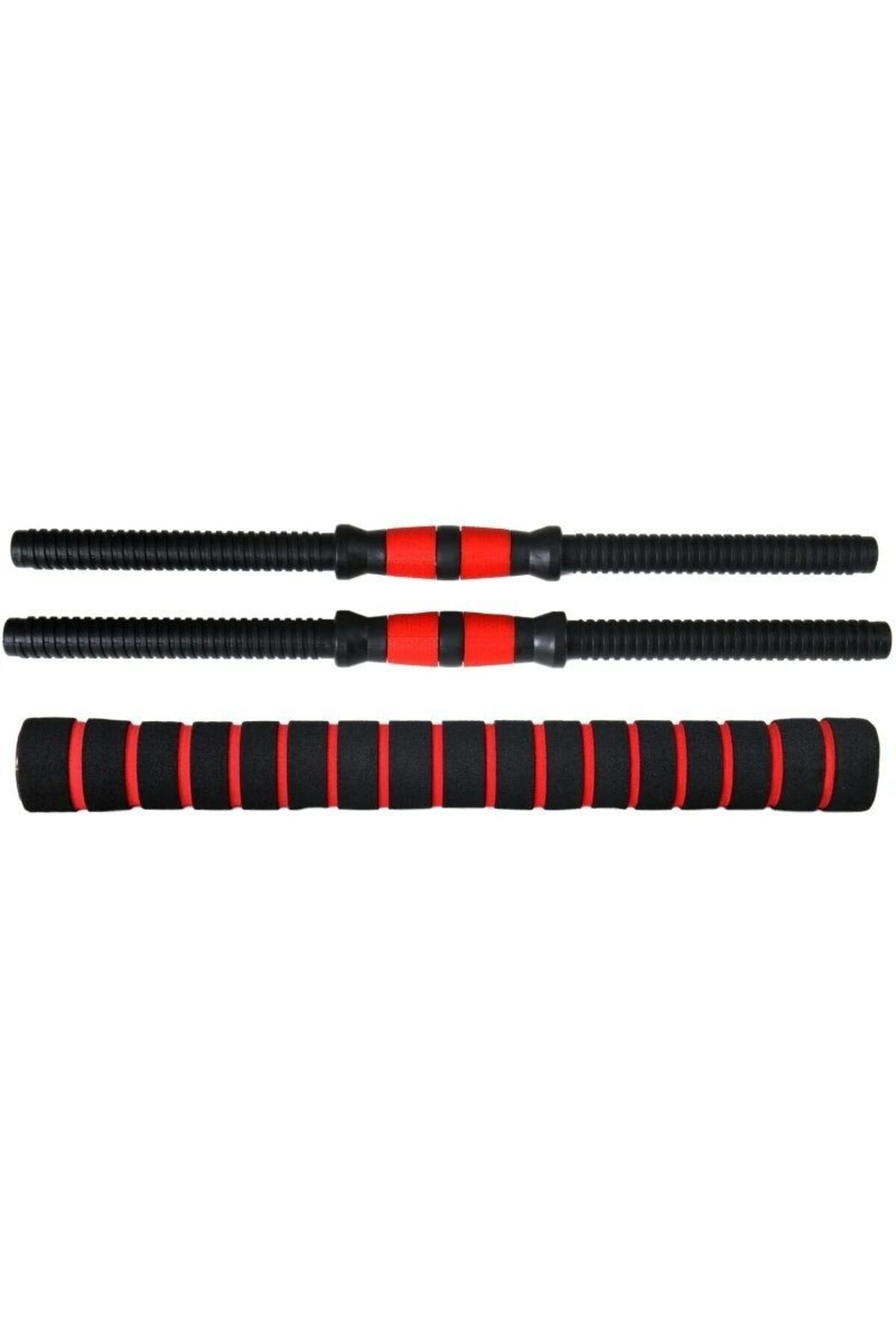 PROCART-Barbell and dumbbell set, 2x10 kg load, connection bar, 12 discs of different weights, black/red 7