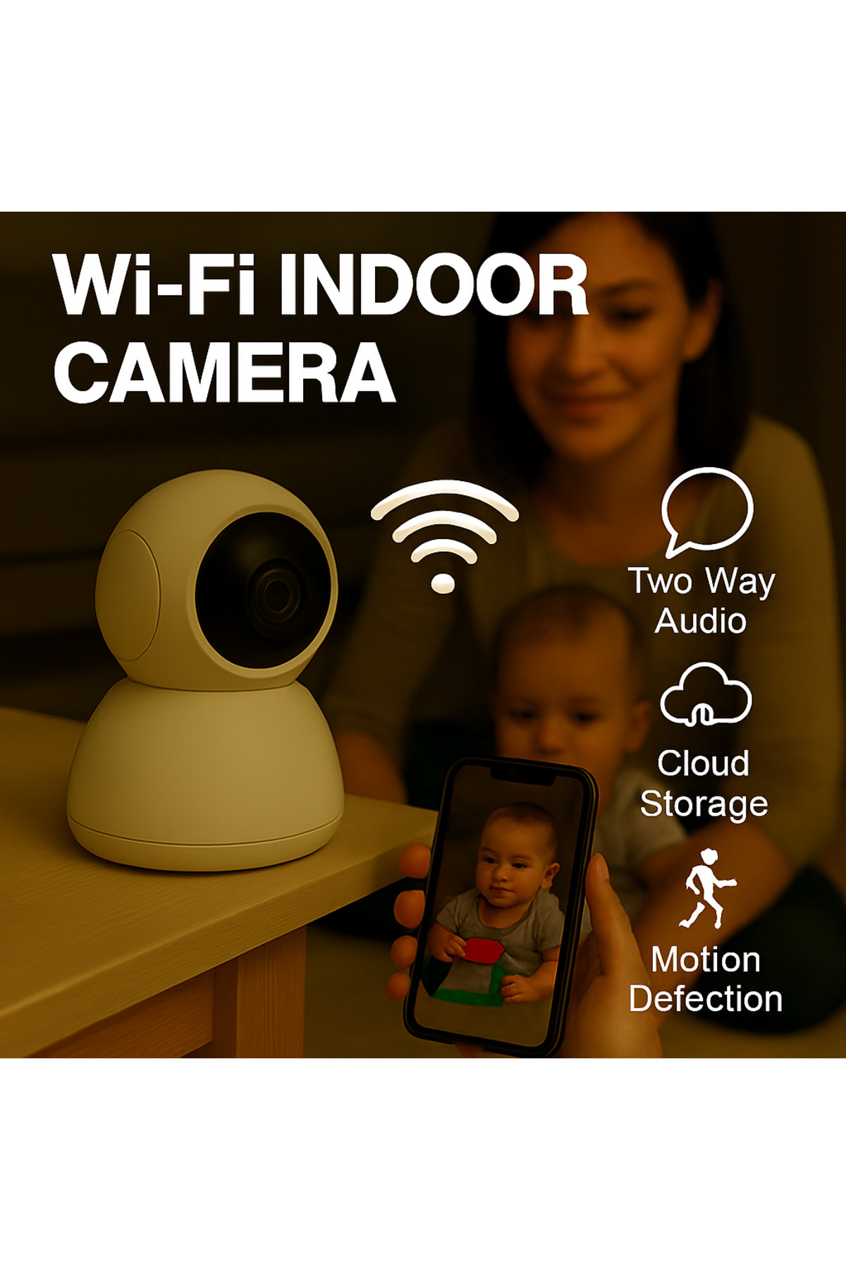 Rose AHD-20600 Wi-Fi Kamera HD Görüntü Gece Görüş Hareket Algılama Sesli Takip fotoğrafı 4 (önizleme)