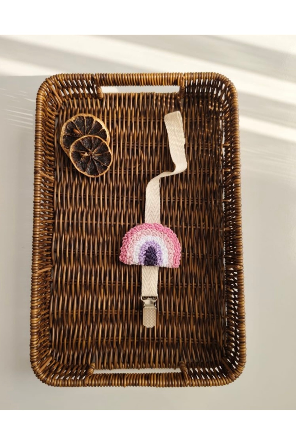 efecco Gökkuşağı Punch Emzik Zinciri /Askısı Doğal Iplerden Yeni Koleksiyon