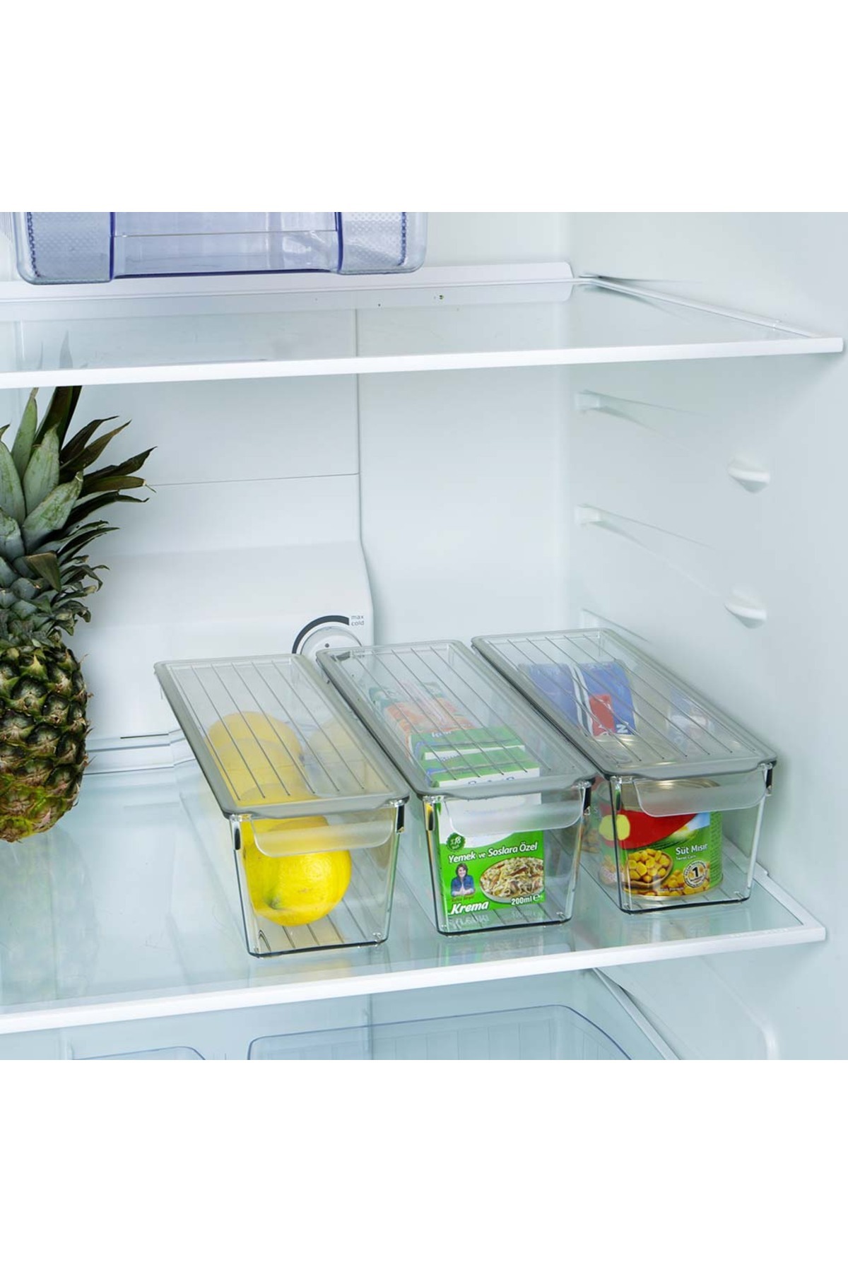 devigo-Refrigerator Organizer with Lid – Transparent, Unbreakable and Scratch-Resistant S 4