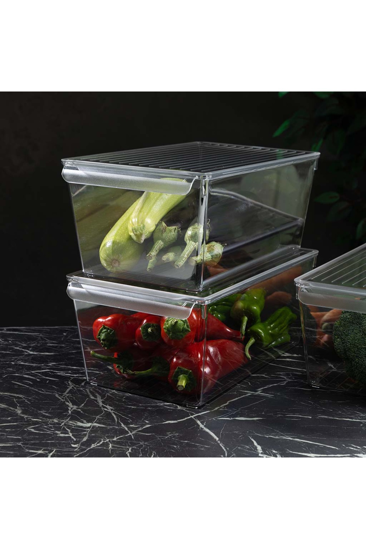 devigo-Refrigerator Organizer with Lid – Transparent, Unbreakable and Scratch-Resistant XL 5