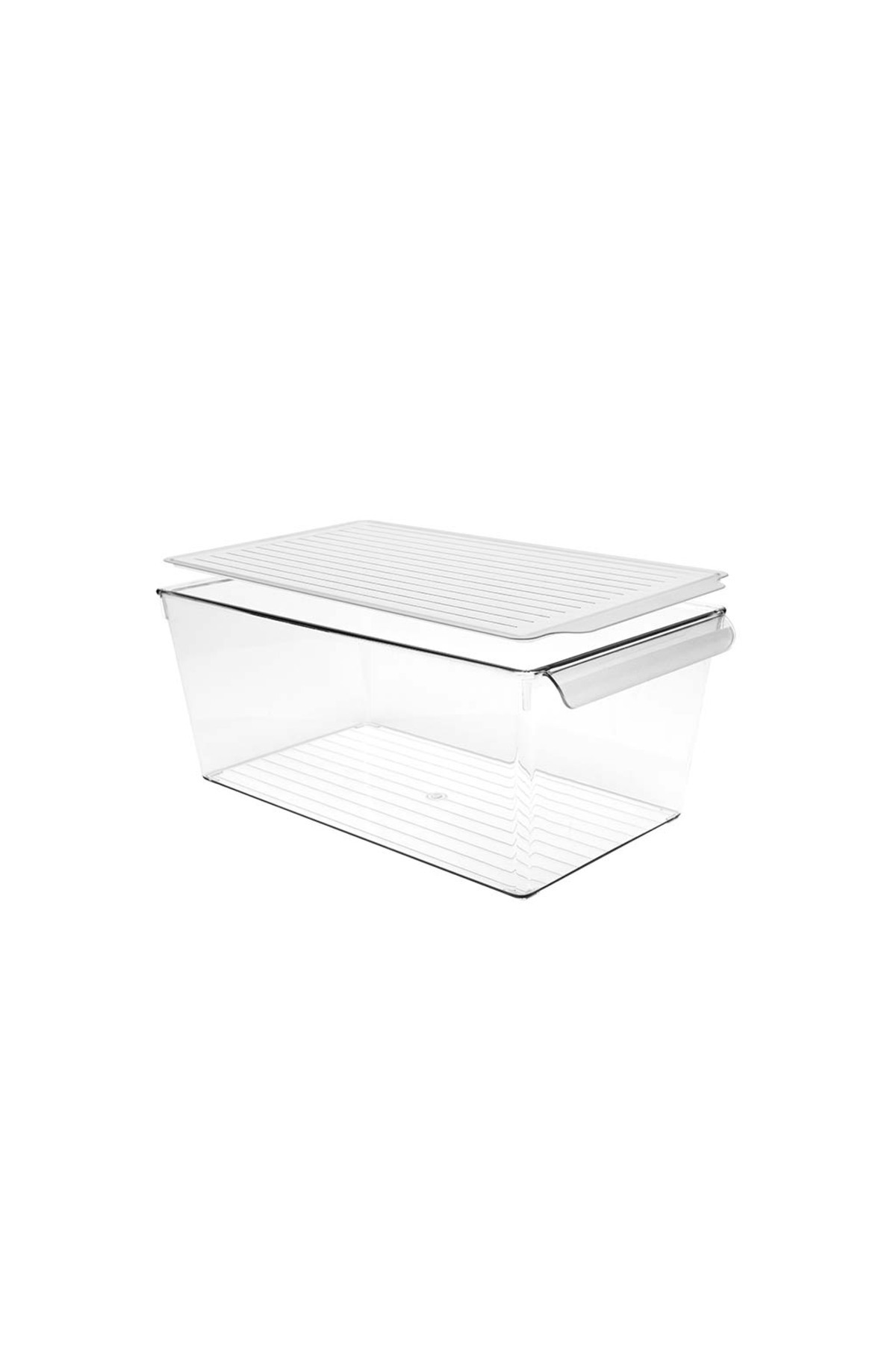 devigo-Refrigerator Organizer with Lid – Transparent, Unbreakable and Scratch-Resistant XL 1