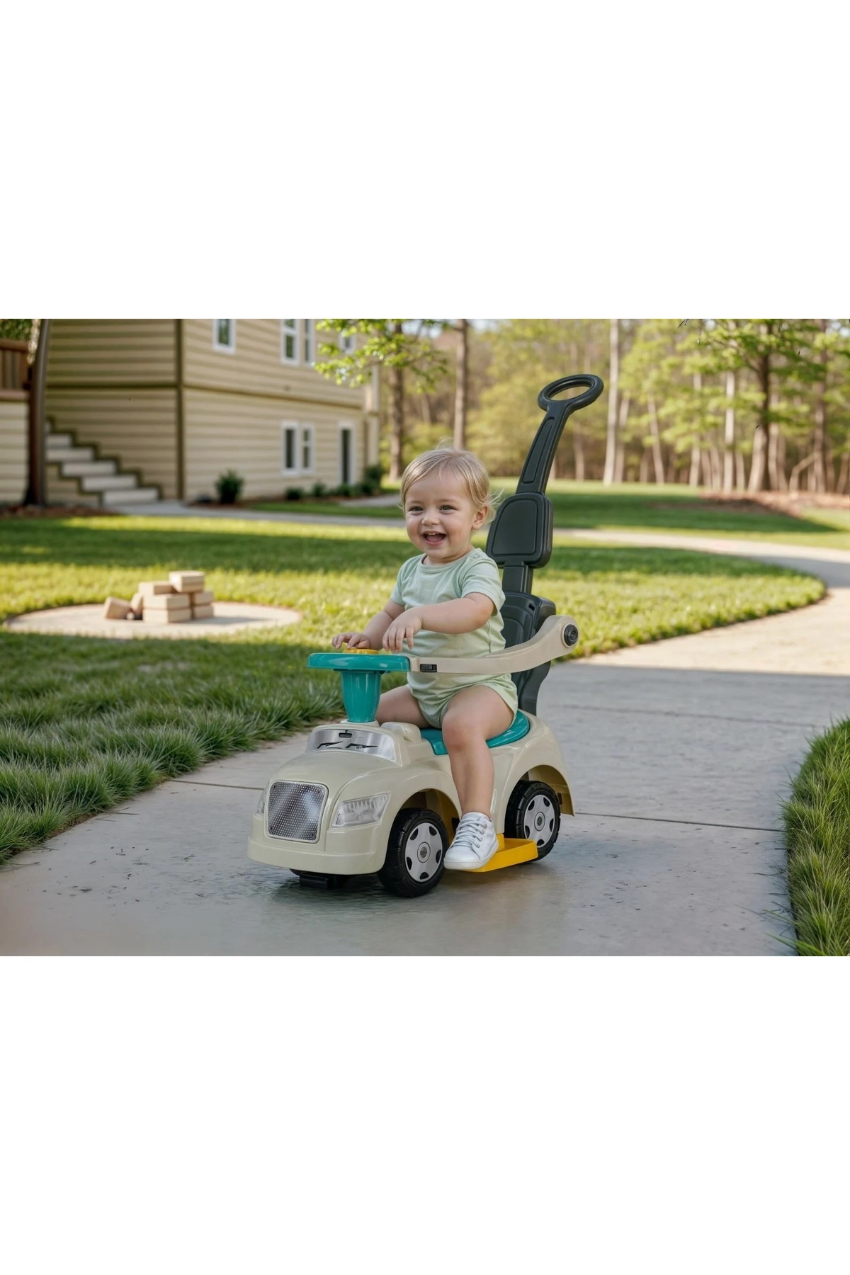 DOLU TOY FACTORY Bingit Ebeveyn Kontrollü İlk Adım Arabası – Kornalı, Güvenli Yürüme Yardımcısı, 85×41×87 cm