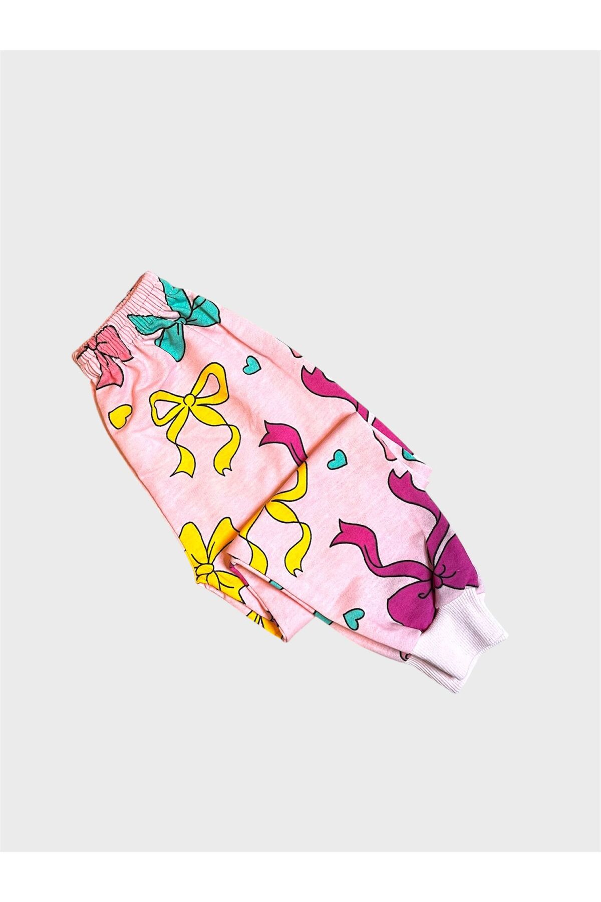 ALİŞ KİDS Kız Çocuk Pamuklu Şardonlu Pembe Kurdele Desenli Uzun Kollu Pijama Takımı fotoğrafı 5 (önizleme)