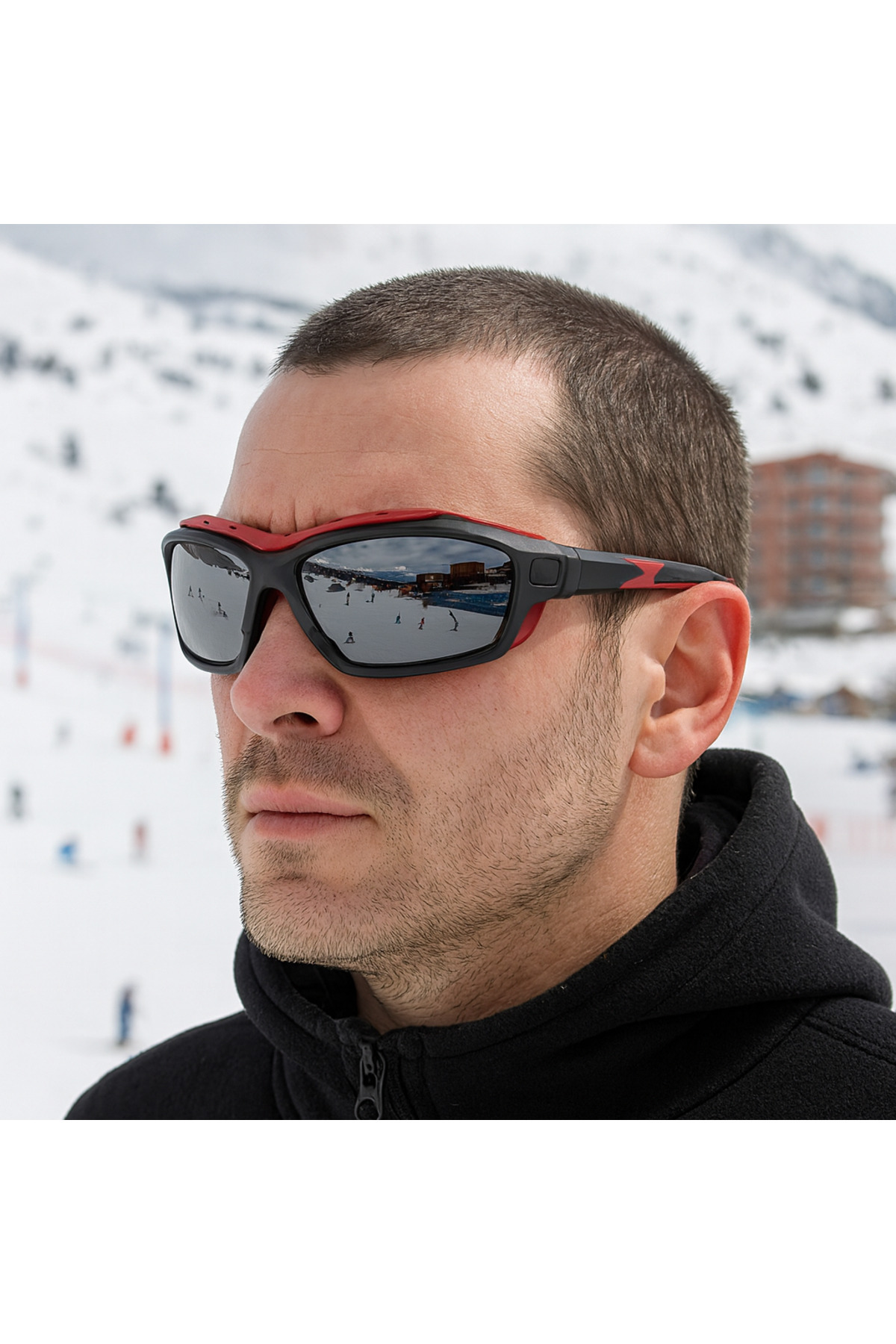 Angel Eyes Kayak Gözlüğü Antifog Ventilli Uv Korumalı Güneş Kar Gözlük Kırmızı Siyah Snowboard Sporu