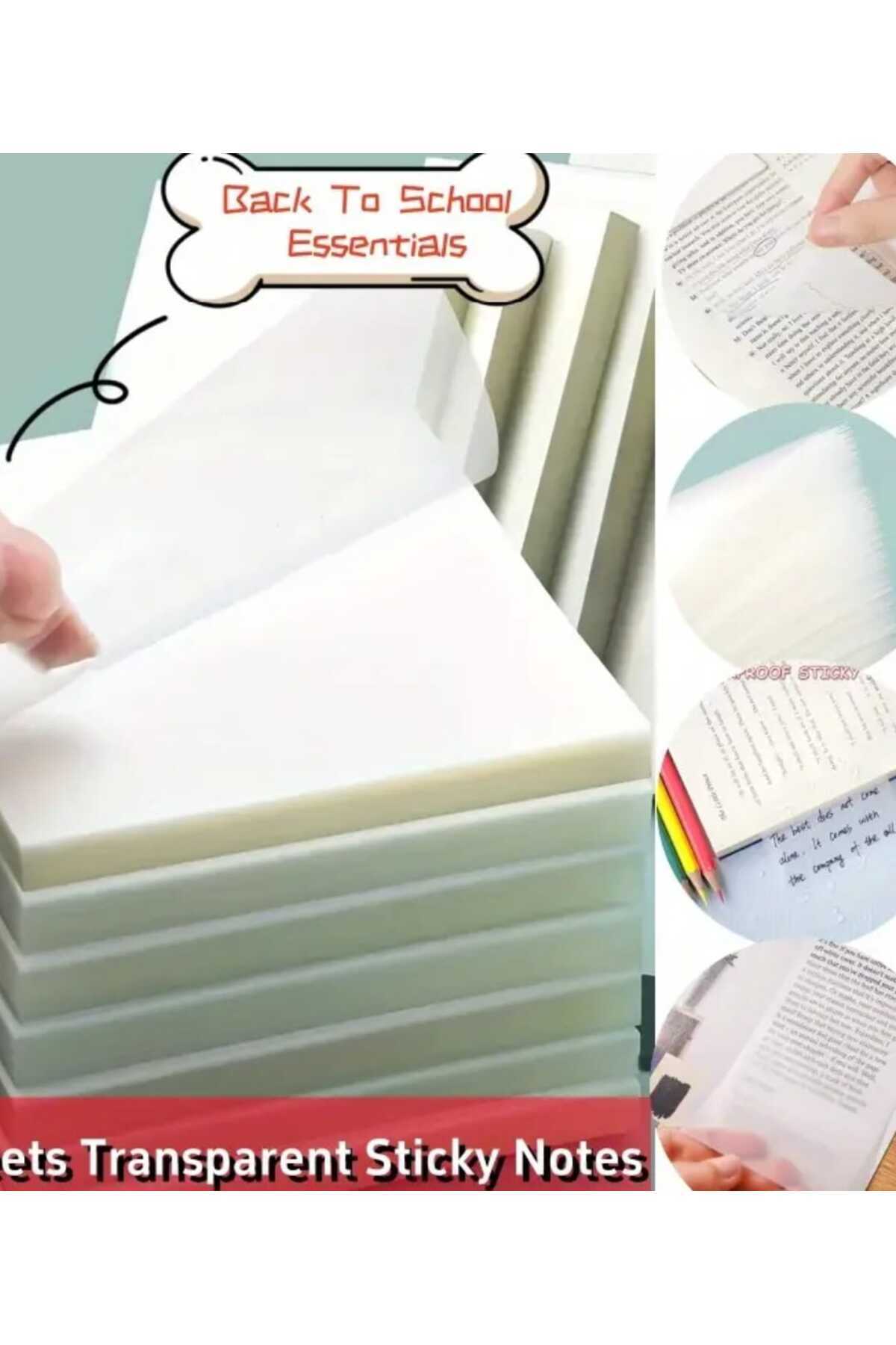 ÇEÇEN HOME-(50 Sheets) Transparent Sticky Note Paper, Write-Draw Note Paper, Transparent Memo Pad 4