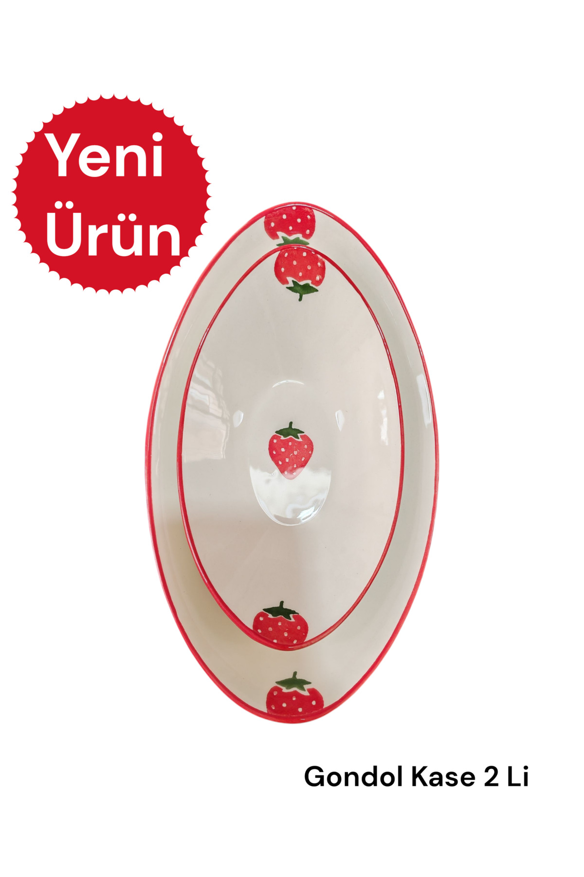 Bowl Gondola Kayak Cerez Plate Breakfast Fruit Plate 2 Pieces Strawberry