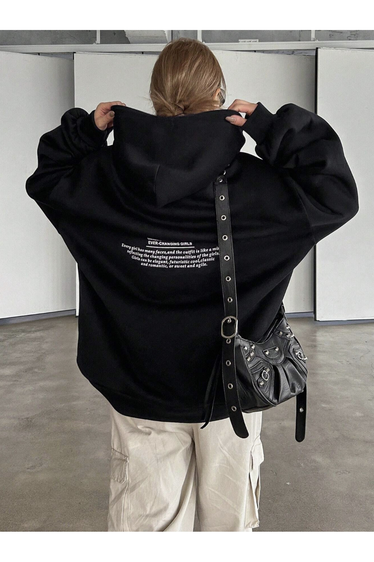 COHERENT Unisex Kadın/Erkek UNIQUE Özel Baskılı Renkli Oversize KAPÜŞONLU Pamuklu Sweatshirt görsel 5