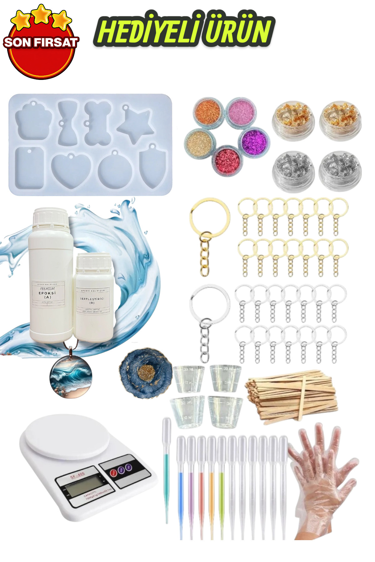 se7enck 750gr Şeffaf Reçine Epoksi Başlangıç Seti Kendi Işini Kur Hobi Seti Kendin Yap Çoklu Kalıp