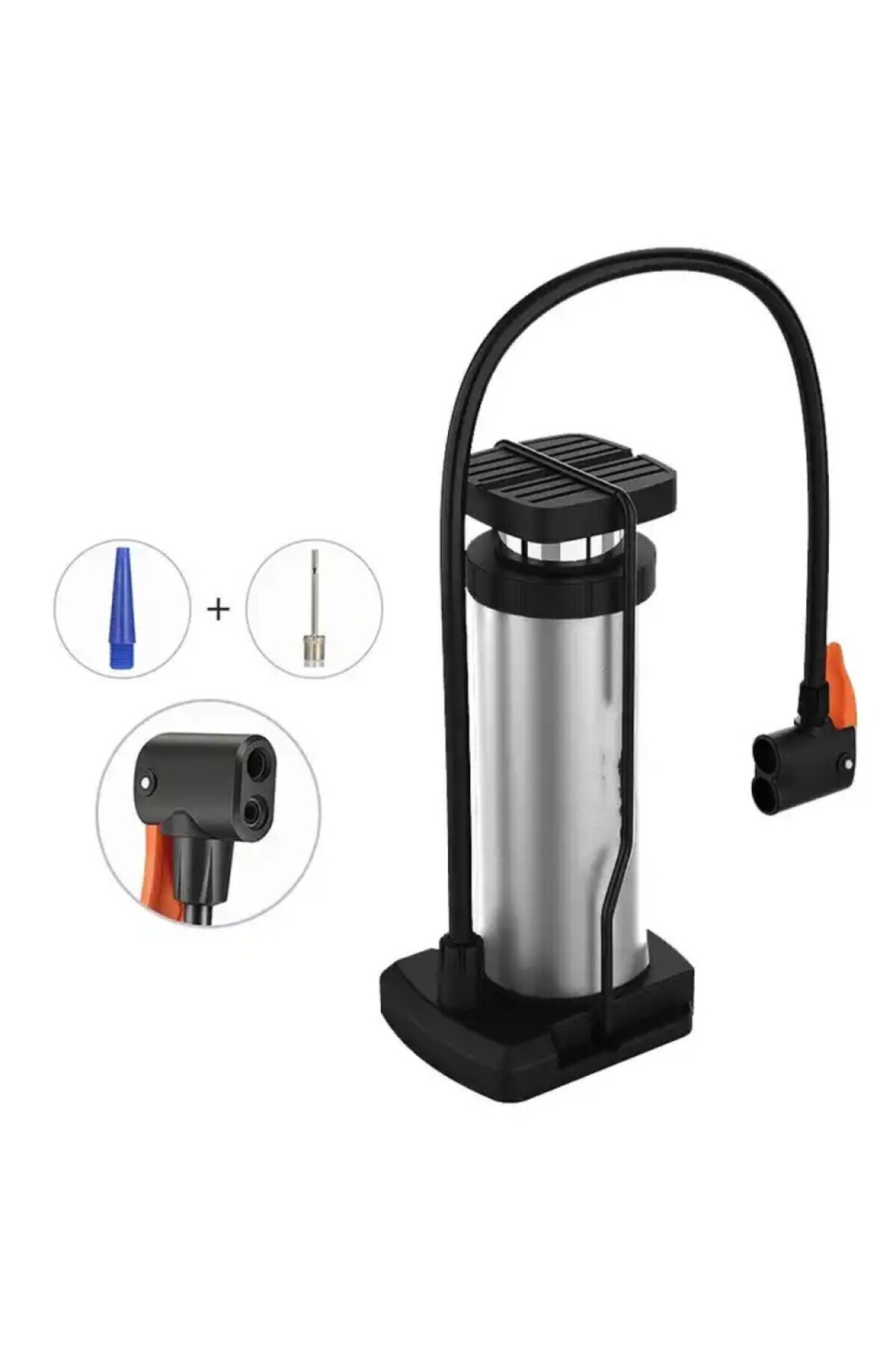 MDKConceptShop Yüksek Basınçlı Alüminyum Gümüş Renk Top Bisiklet Taşınabilir Hava Ayak Pompası