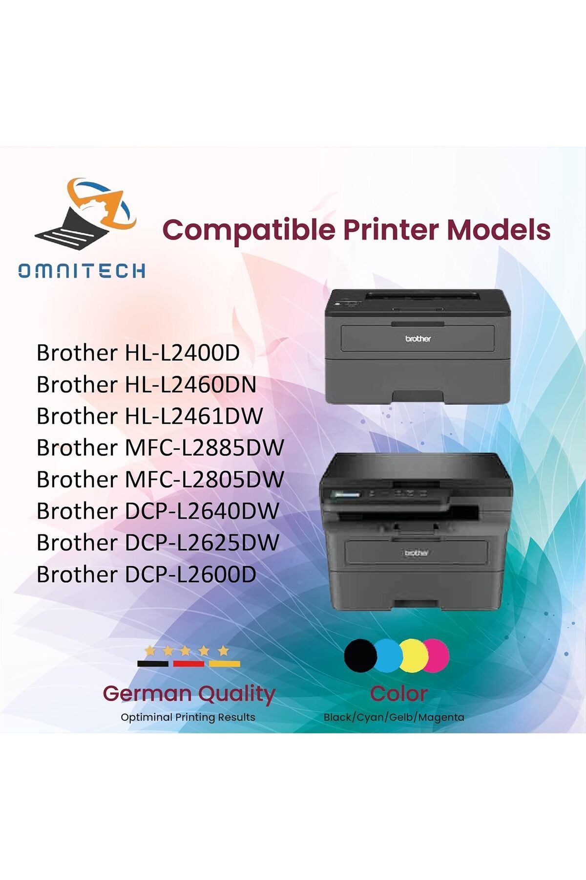 Omnitech-Omni Tech DR-2500 Black High Yield Drum Unit - Compatible with Printer Brother HL L2400D, L2460DN, L 7