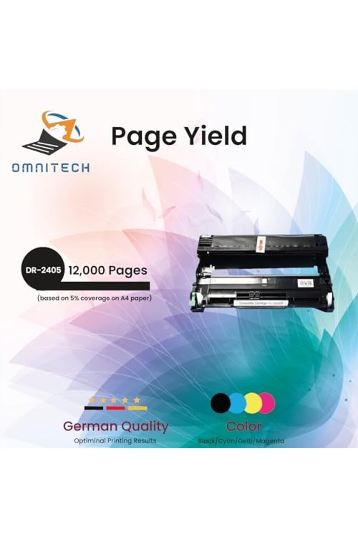 Omnitech-Omni Tech DR-2405 Black High Yield Drum Unit - Compatible with Printer Brother HL L2370DN, L2335D, L 6