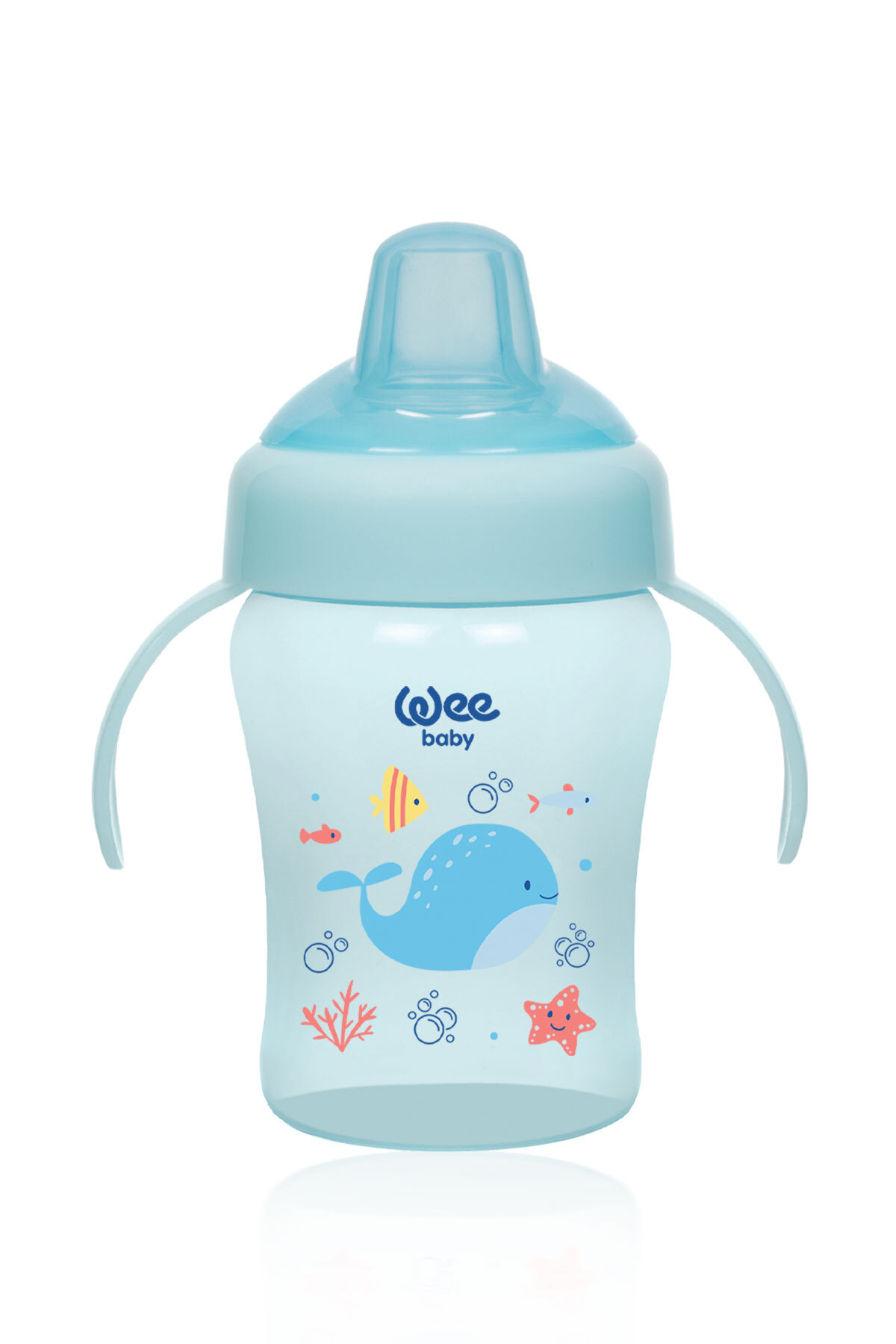 Wee Baby Colorful Akıtmaz Kulplu Antikolik Bardak 240 ml Mavi