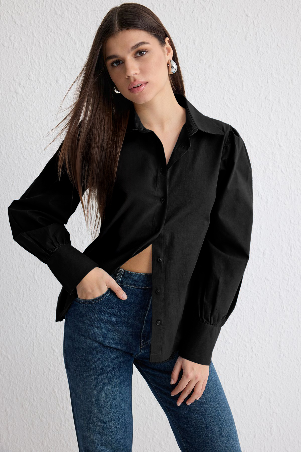 Trendyol Collection Černá košile TWOSS20GO0065