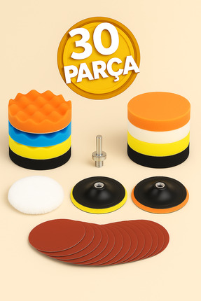 Badem10 30 Parça Oto Araç Araba Pasta Cila Polisaj Süngeri Keçesi Pedi 115 Mm...
