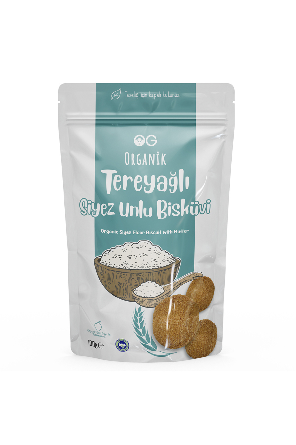 OG natural Organik Tereyağlı Siyez Unlu Bisküvi 100 gr