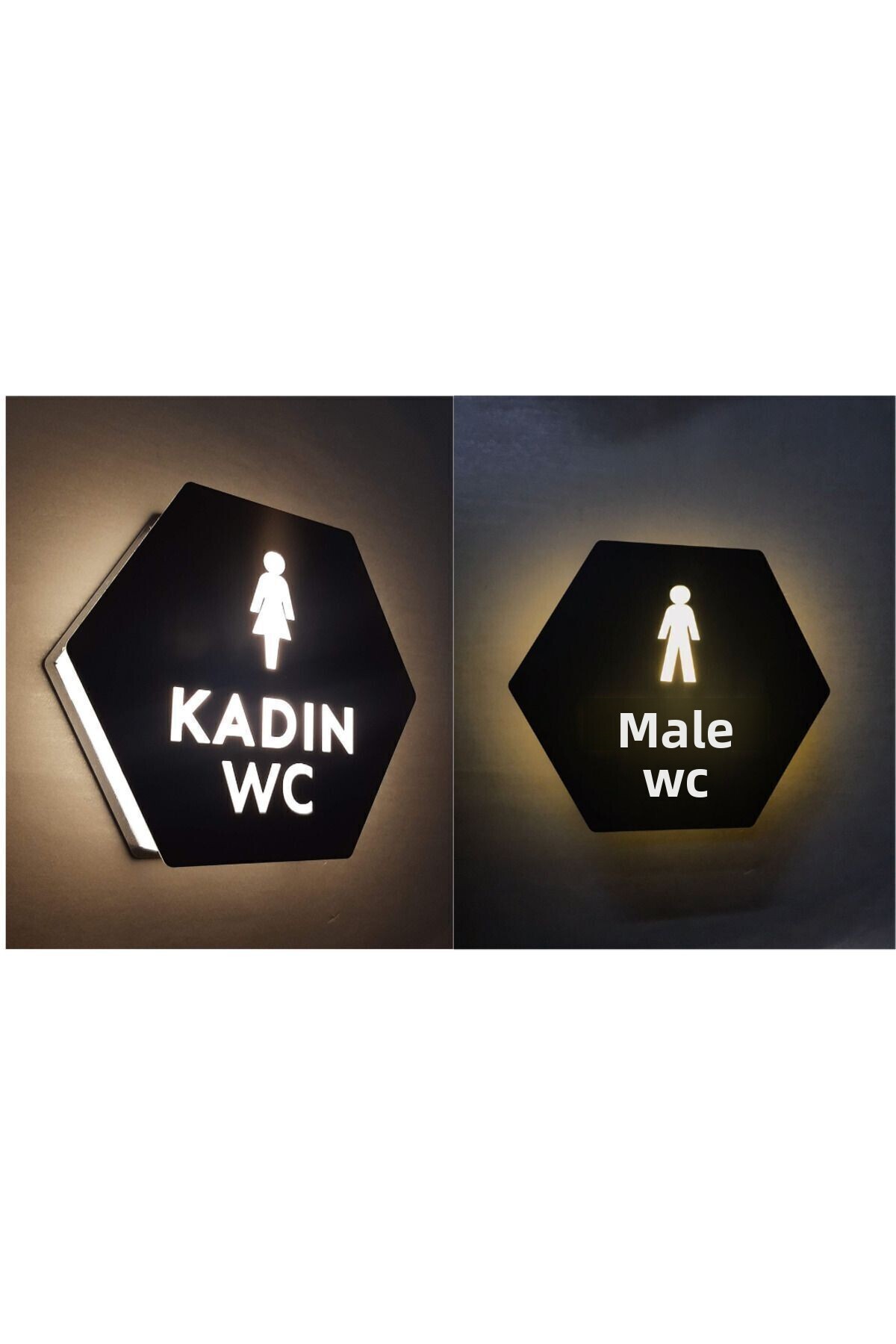 Yönline-Honeycomb Series Illuminated Male Wc And Female Wc Guidance Set 1