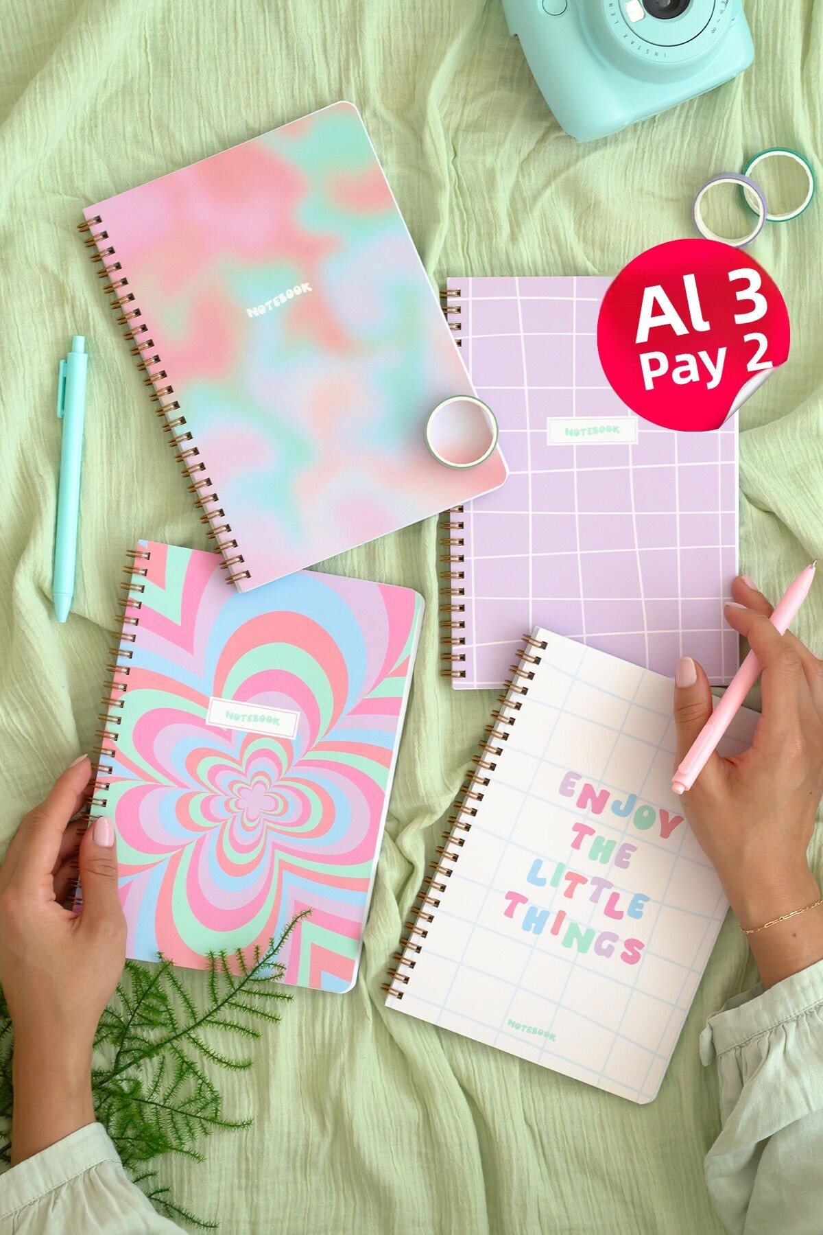 Matt Notebook-Caiet școlar A5 în spirală 80 de coli Set de 4 - în dungi 1
