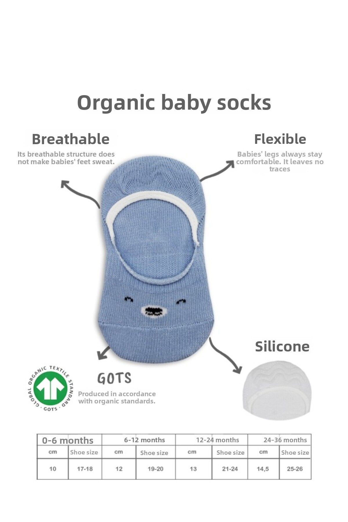 نسی‌ورلد بیستایل جوراب‌های بامبک پنبه‌ای دو تکه مدل بیبی‌فت با صورت بامزه، BS30103 آبی-سفید