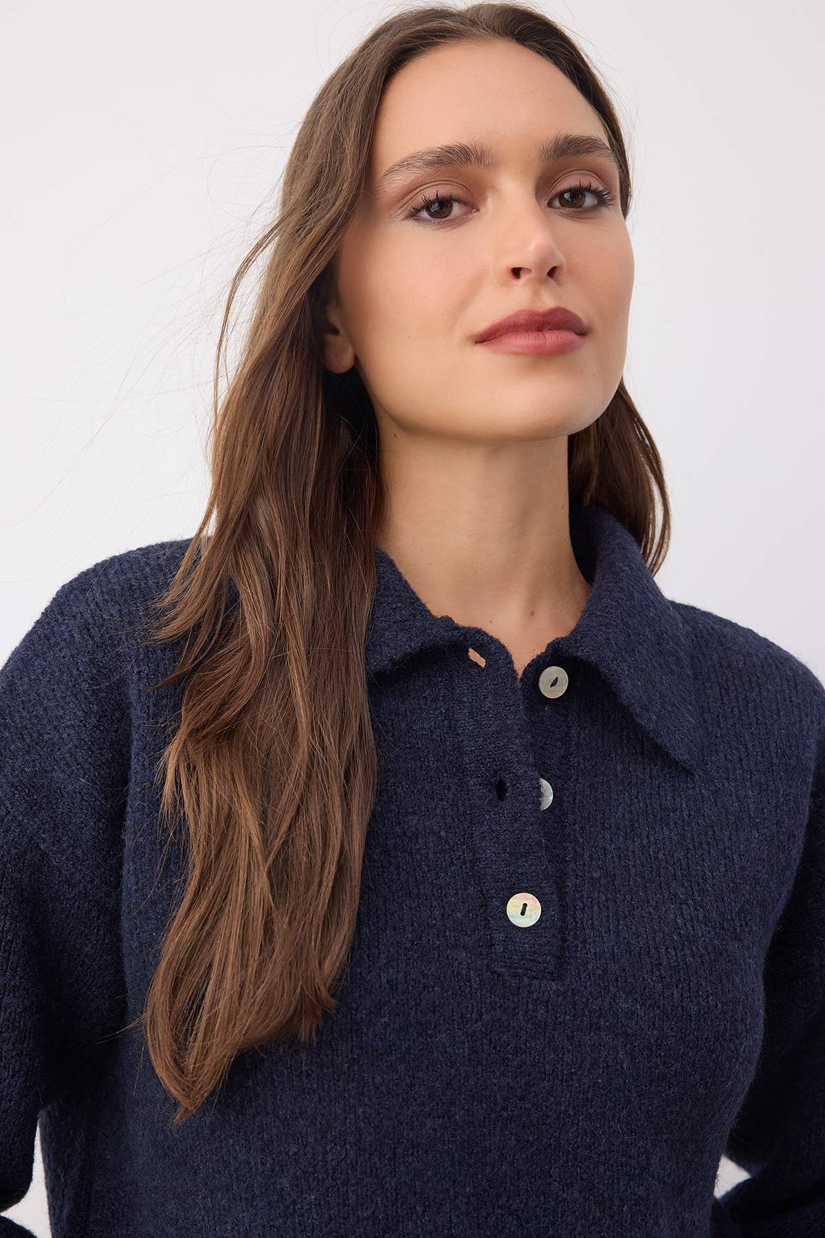 Trendyolmilla  Wardrobe Essentials Lacivert Basic Geniş Kalıp Özel İplikli Triko Kazak | TWOAW26KZ00072 - Görsel 2