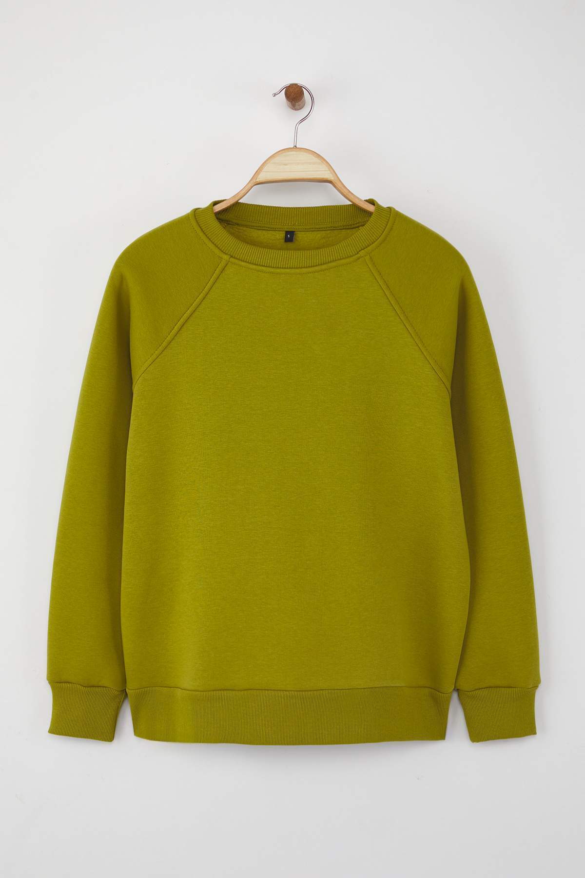 Trendyolmilla  Yağ Yeşili Relaxed/Rahat Kalıp Basic Reglan Kol Bisiklet Yaka Örme Sweatshirt TWOAW24SW00104 - Görsel 5