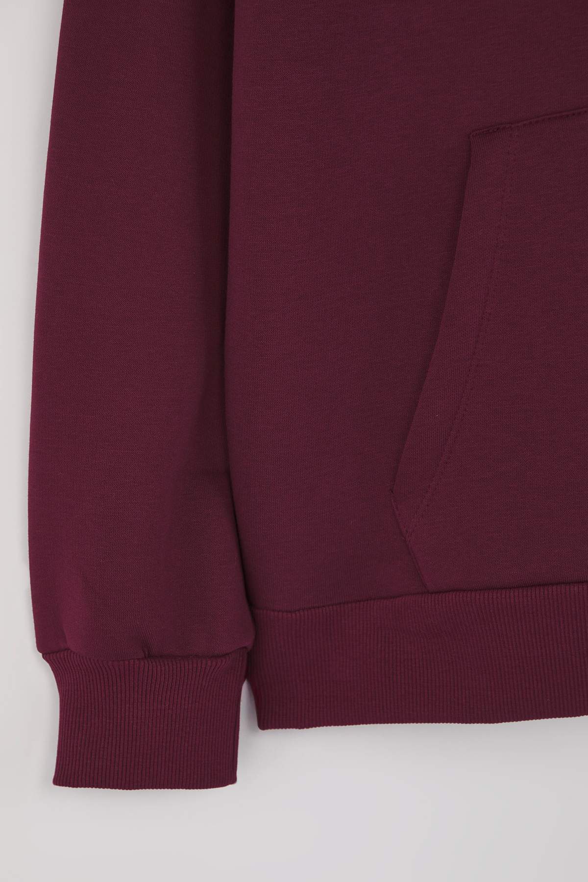 Trendyolmilla  Mürdüm Kalın İçi Polarlı Oversize/Geniş Kalıp Kapüşonlu Basic Örme Sweatshirt TWOAW24SW00103 - Görsel 7