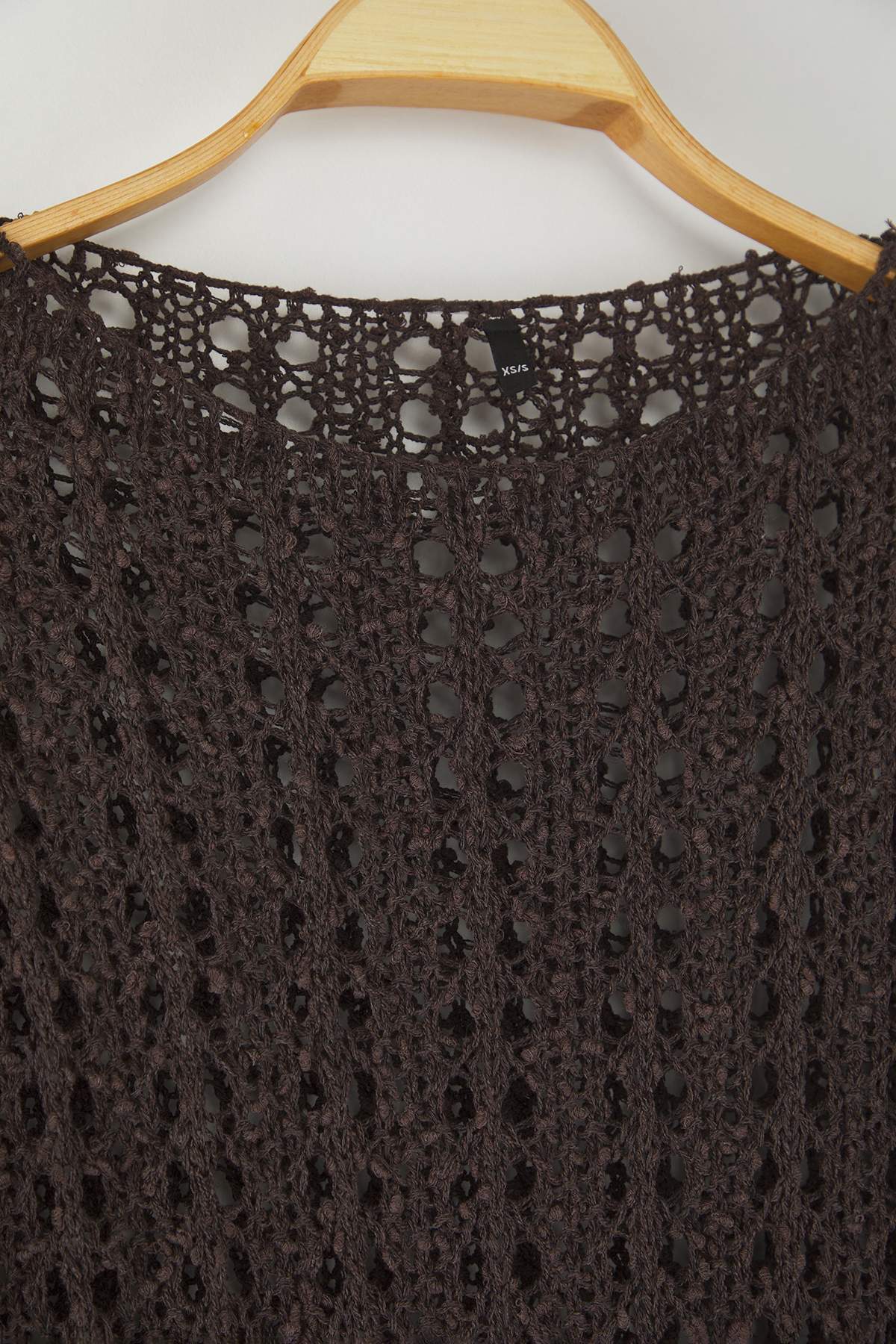 Trendyolmilla  Kahverengi Özel İplik Ajurlu/Delikli Kayık Yaka Triko Kazak TWOAW26KZ00193 - Görsel 7