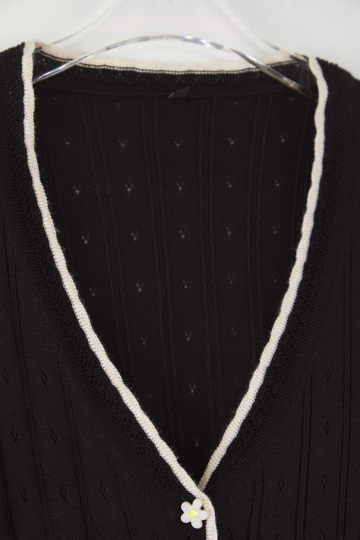 Trendyolmilla  Teen Siyah Ajurlu/Delikli Crop/Kısa Dantel Garnili Detaylı Triko Hırka TWOAW26HI00217 - Görsel 8