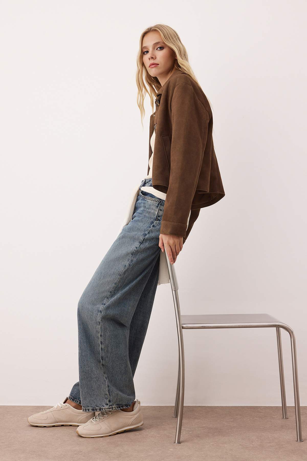 Trendyolmilla  Mavi Vintage Yıkama Normal Bel Wide Leg Jeans TWOAW26JE00186 - Görsel 2