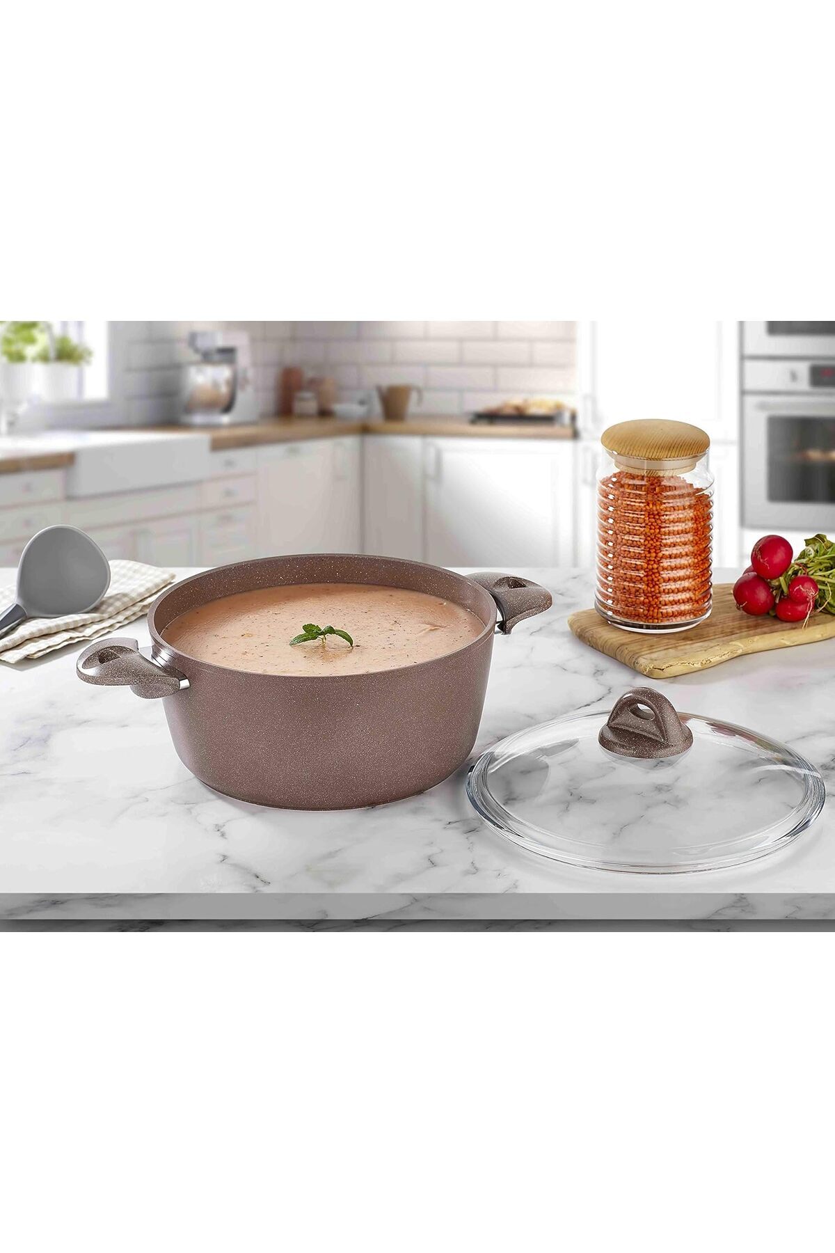 SAFLON-Granite Cooking Pot With Stainless Steel Lid. Capacity 32 CM / SF3632GR 3