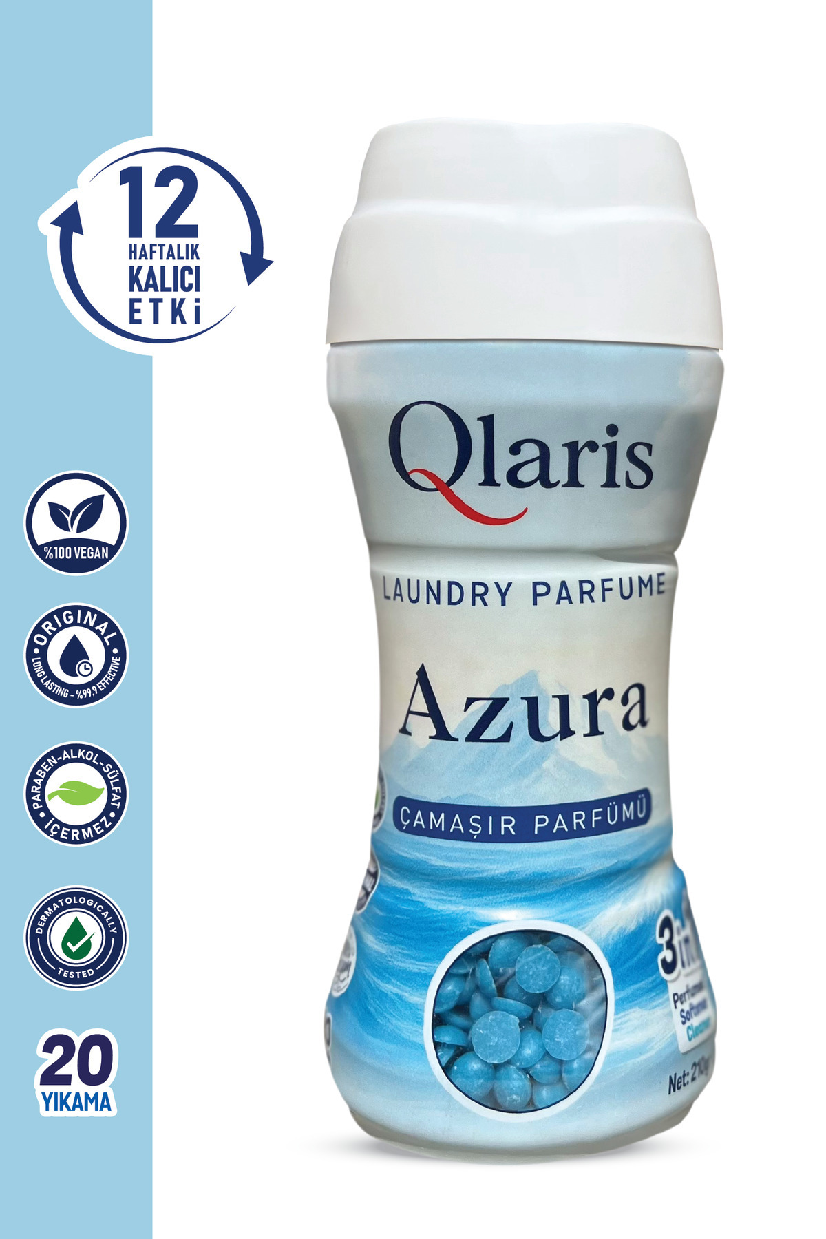 QLARIS Vegan Formüllü Granül Çamaşır Parfümü & Çamaşır Yumuşatıcısı AZURA 210 gr