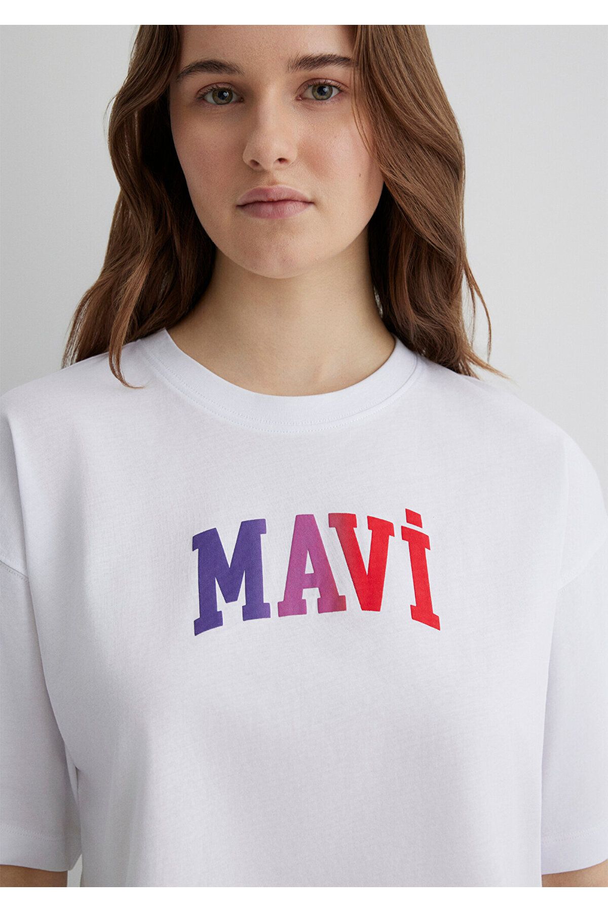 Mavi-Weißes T-Shirt mit Logo-Aufdruck, kurz geschnitten, 1612516-620 5