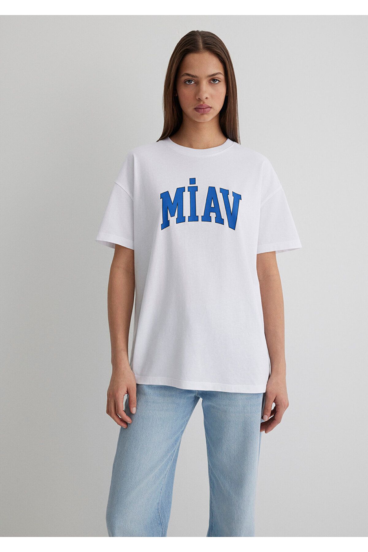 Mavi-Miav bedrucktes weißes T-Shirt mit lockerer Passform / Loose Relaxed Fit1612457-620 3