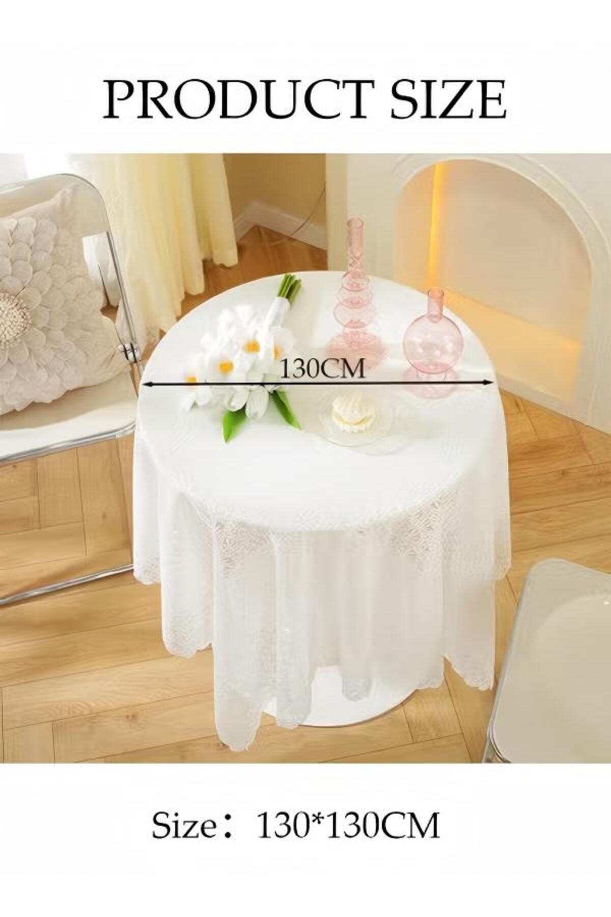 Generic-White Round Tablecloths Polyester Table Cloth Bulk Washable Polyester Fabric Tablecloths Table 3