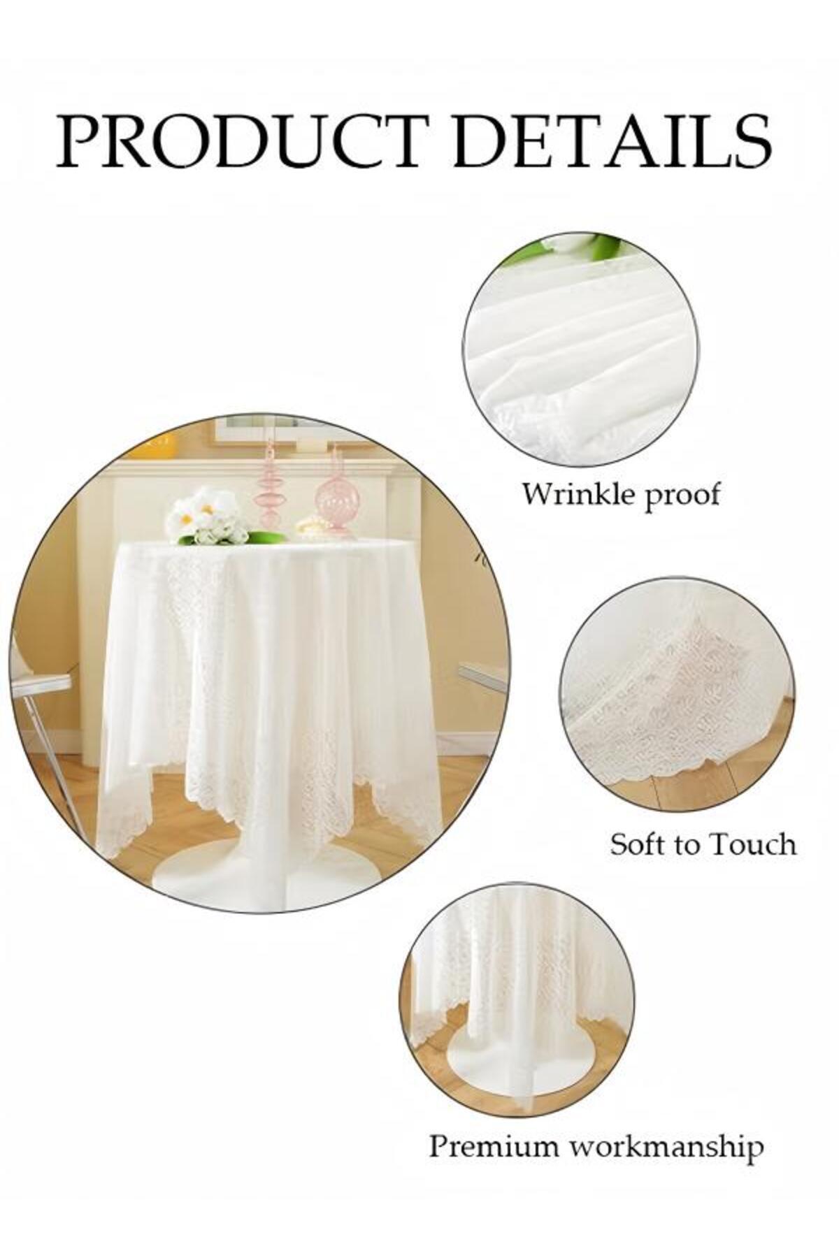 Generic-White Round Tablecloths Polyester Table Cloth Bulk Washable Polyester Fabric Tablecloths Table 7