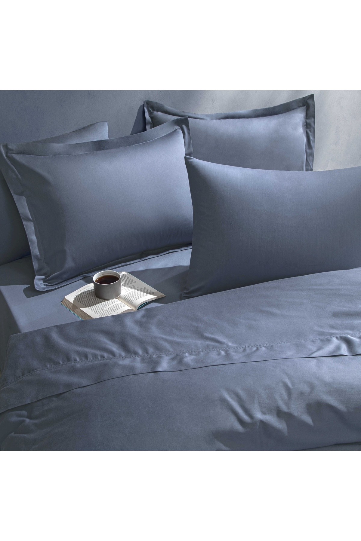 Linens-Mix&Match Cotton Satin Single Fitted Sheet Indigo 2